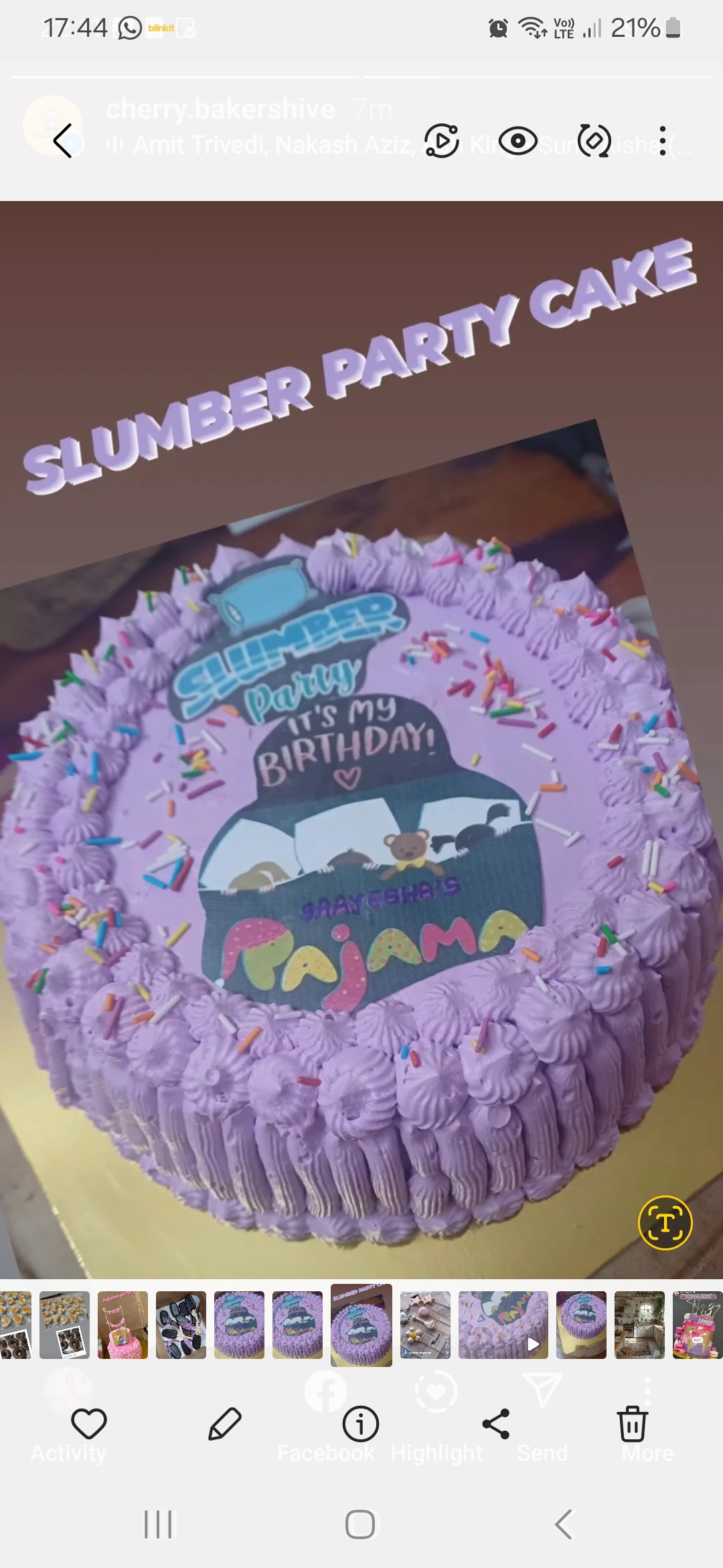 Bakershive Slumber Party Fondant Theme Celebration Cake (1.5 kg)