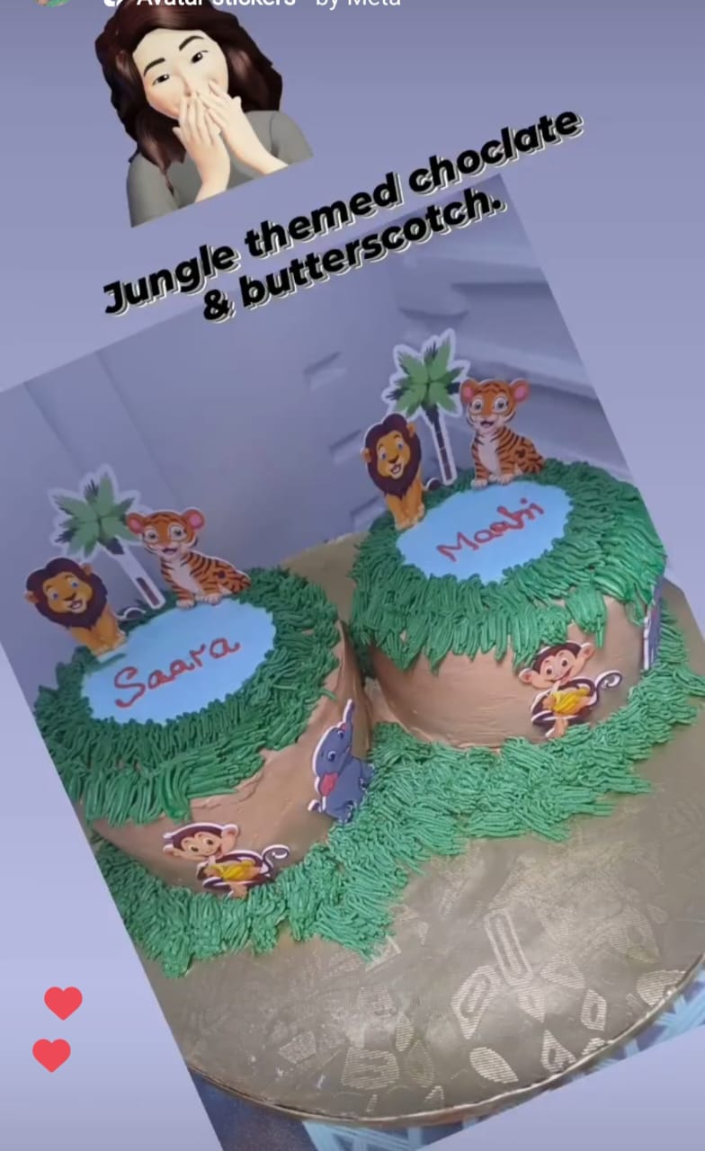 Jungle Themed Chocolate and Butterscotch cake