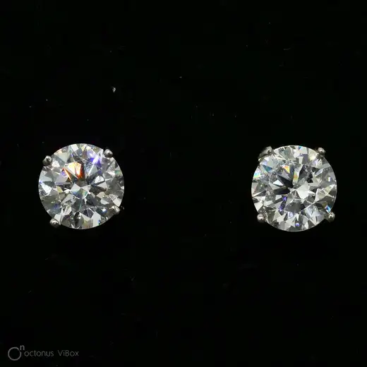 Hena Designs 2 Carat Diamond Solitaire Stud Earrings