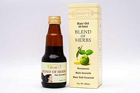 Bindu's Herbal Products Blend of Herbs Hair Oil with Amla, Castor oil , Bhringraj, Methi, Neem, Brahmi 100 ml