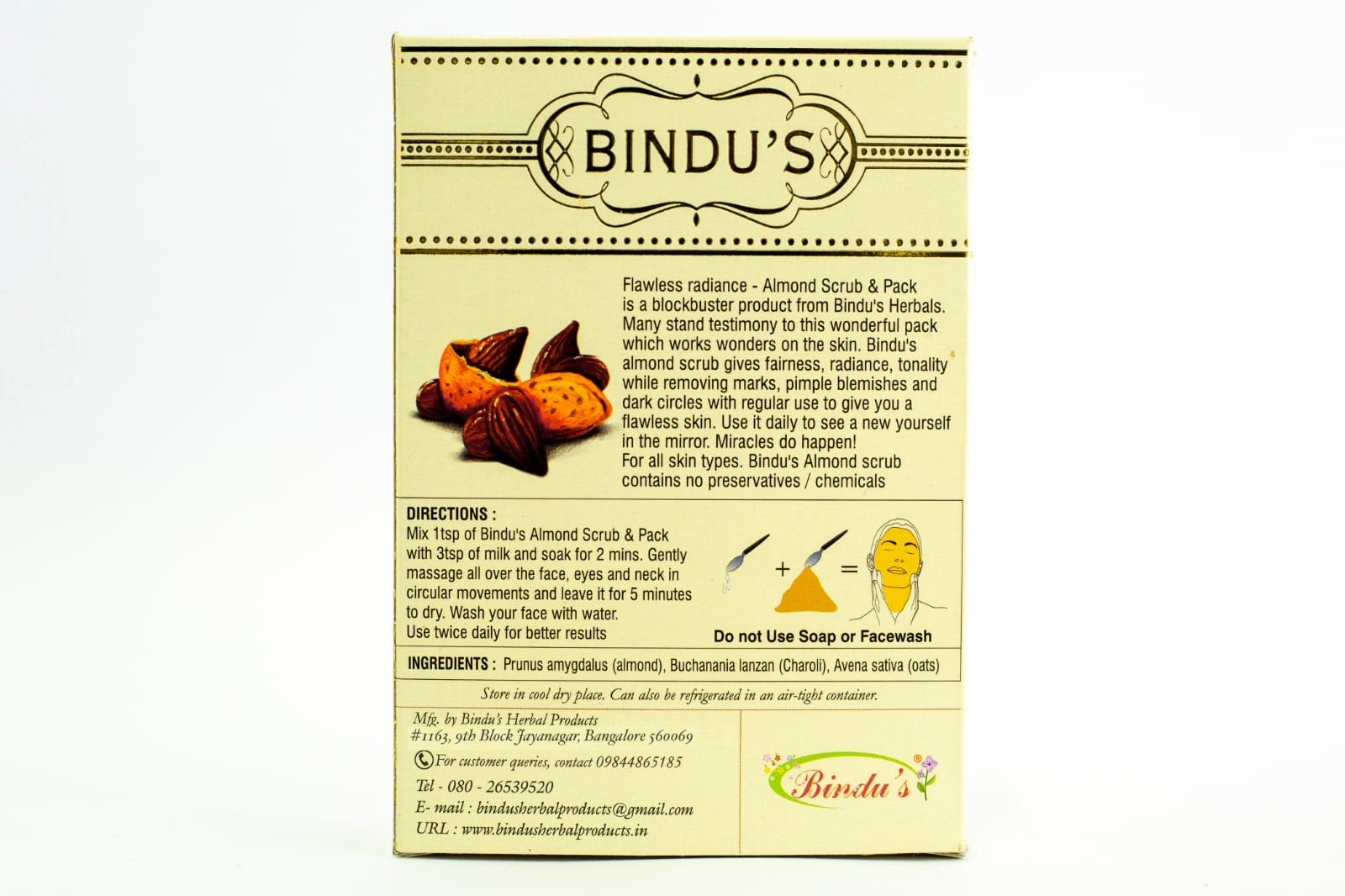 Bindu's Herbal Products Almond Scrub Cum Pack