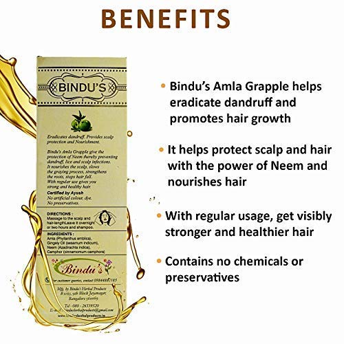 Bindu's Herbal Products Blend of Herbs Hair Oil with Amla, Castor oil , Bhringraj, Methi, Neem, Brahmi 100 ml