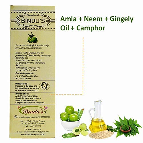 Bindu's Herbal Products Blend of Herbs Hair Oil with Amla, Castor oil , Bhringraj, Methi, Neem, Brahmi 100 ml