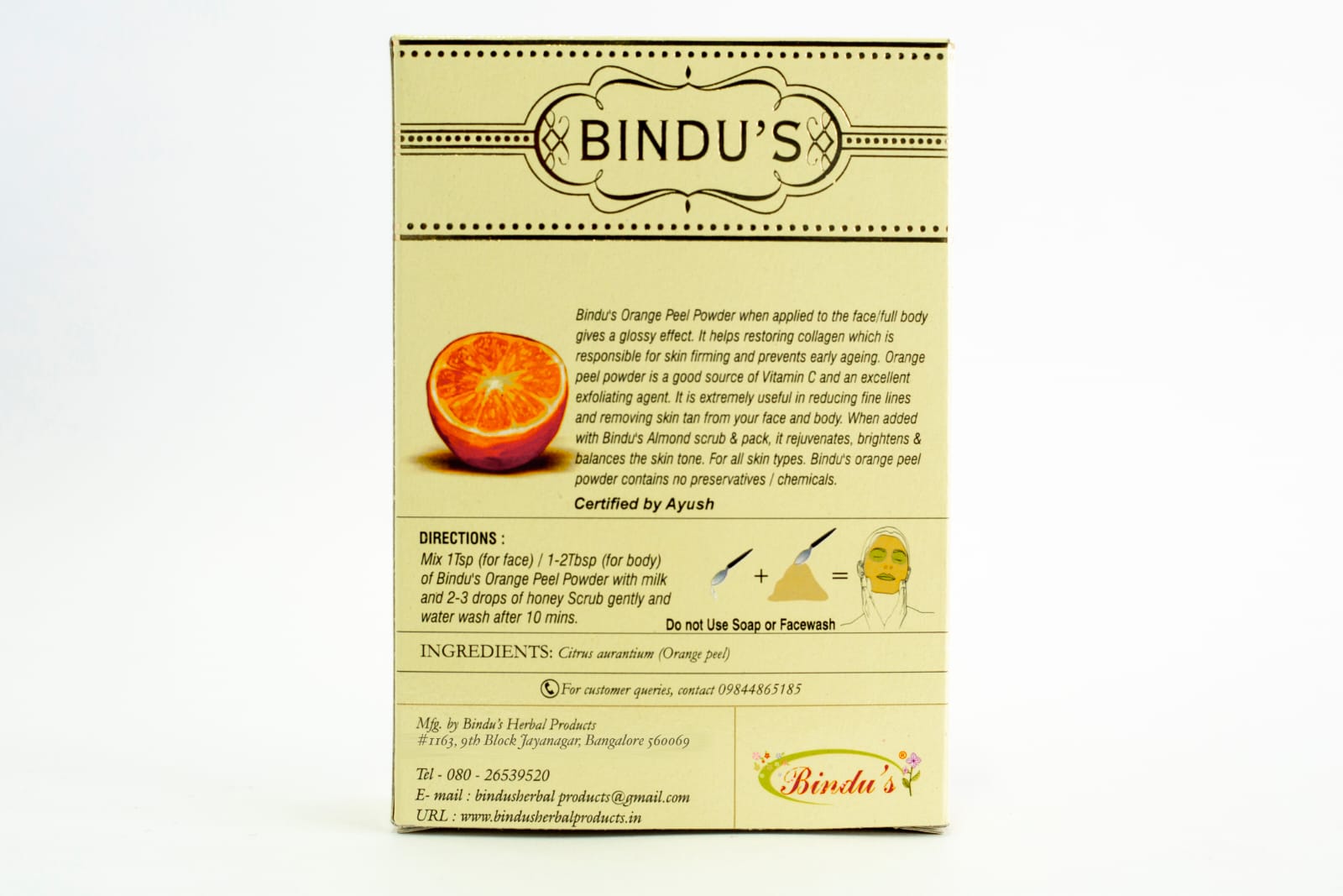 Bindu's Pure & Natural Orange Peel Powder
