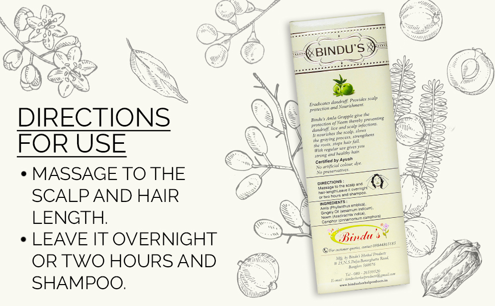 Bindu's Amla Grapple Hair Oil For Men And Women | Neem & Gingelly Oil- Anti Dandruff & Hairfall Control (100ml)