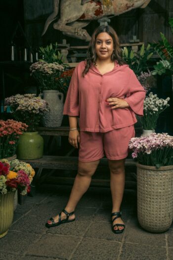 Double XL Women’s Plus Size Pink Co-Ord Set with Shorts