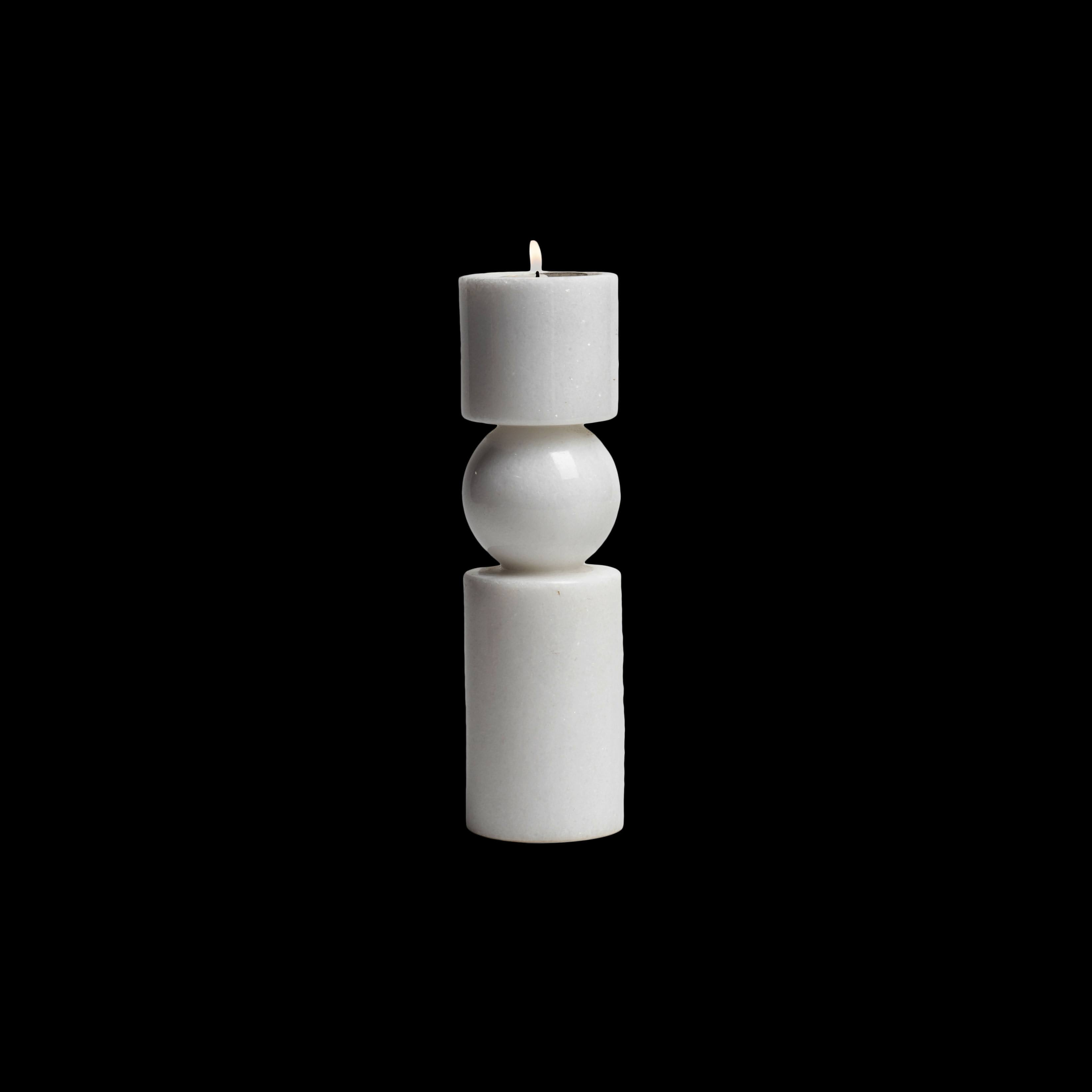 Opulent Homes White Marble Flower Vase/ Candle Holder
