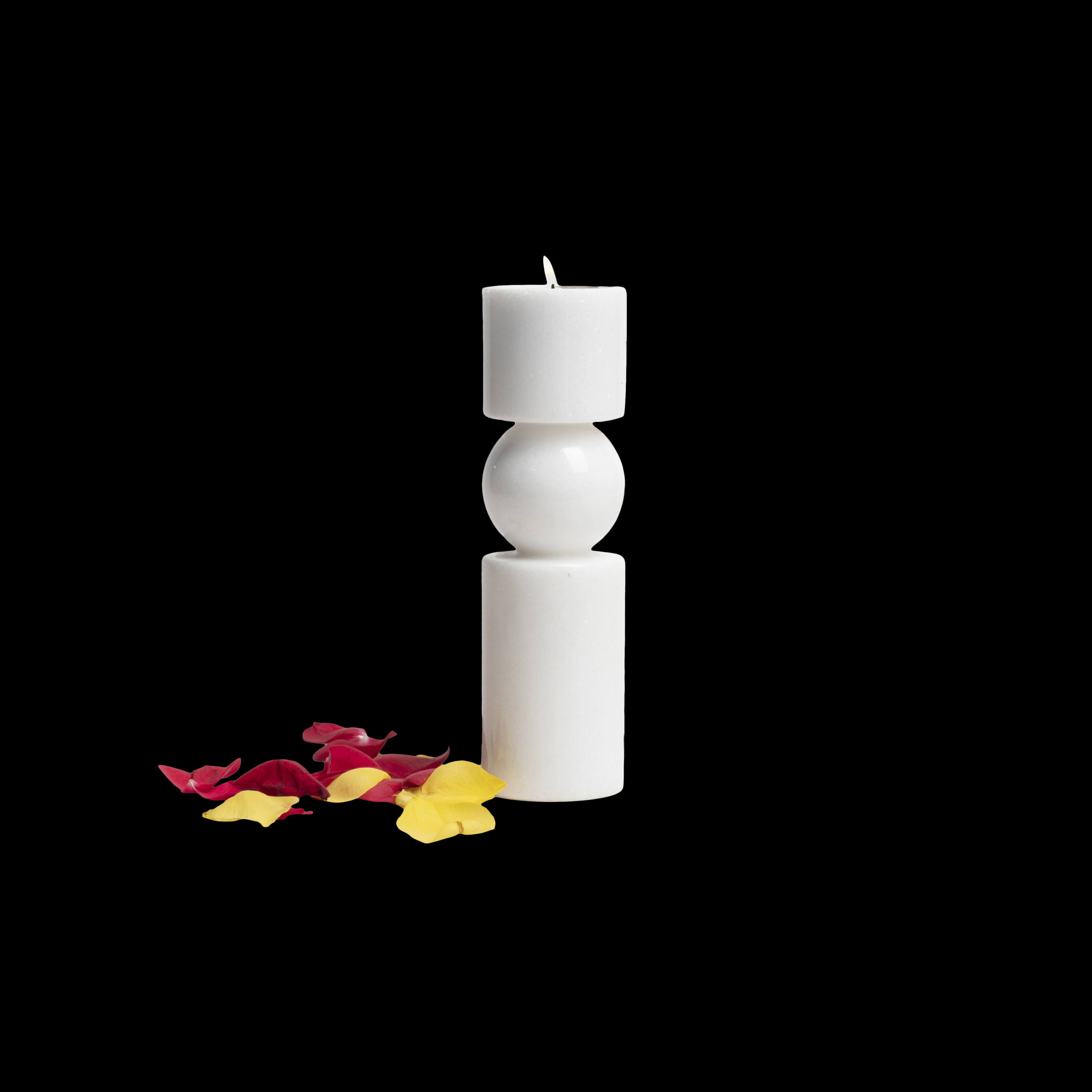 Opulent Homes White Marble Flower Vase/ Candle Holder