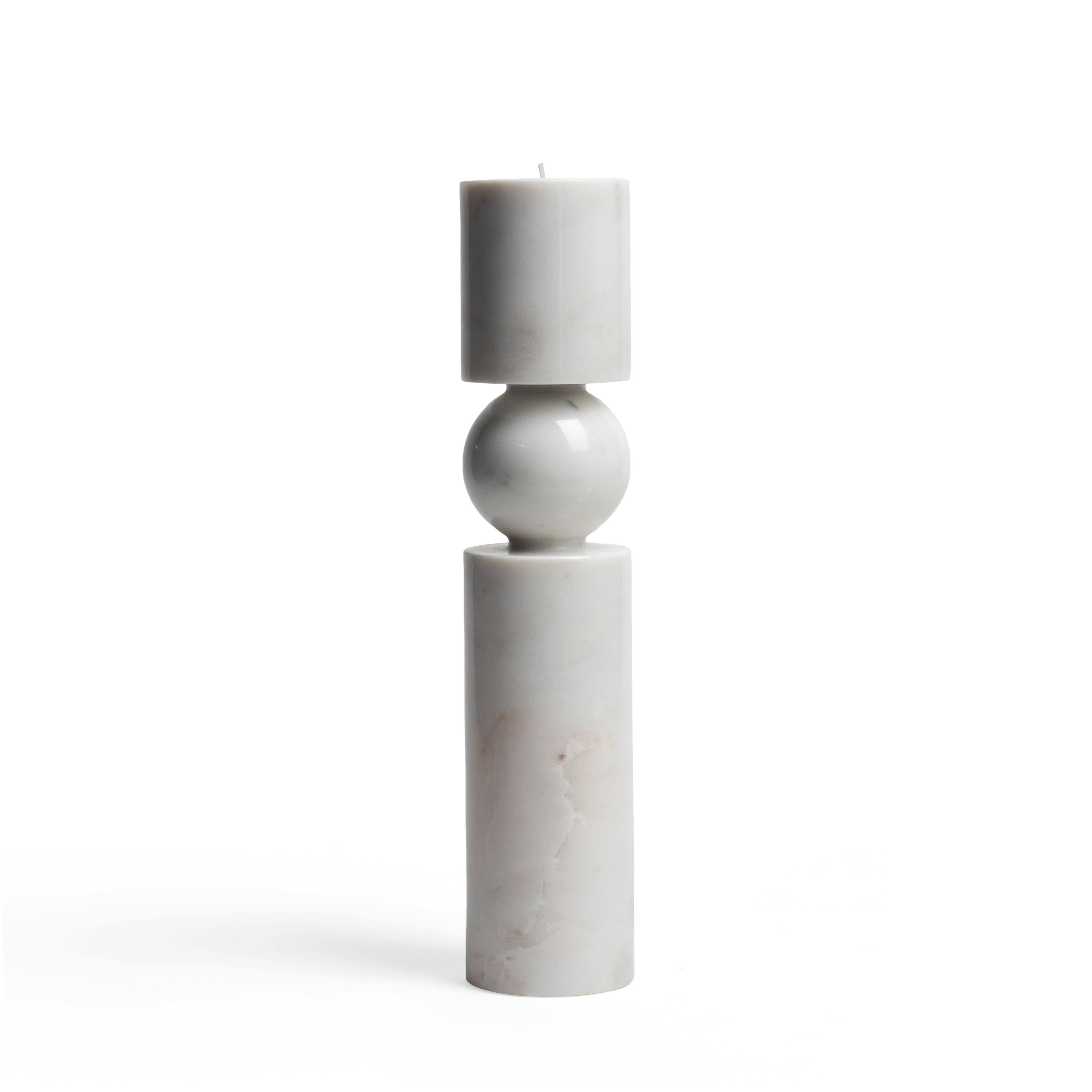 Opulent Homes White Marble Flower Vase/ Candle Holder