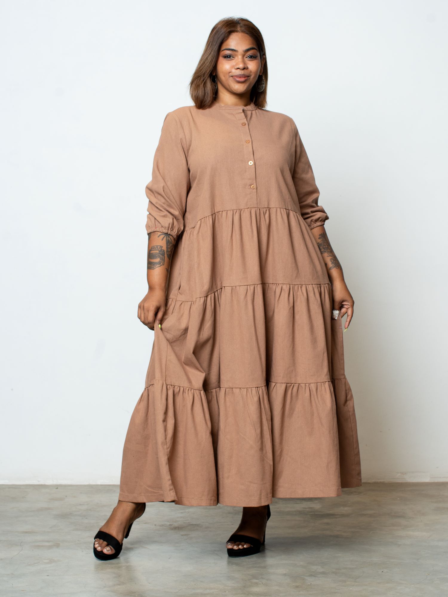 Ladies Plain Linen Dress
