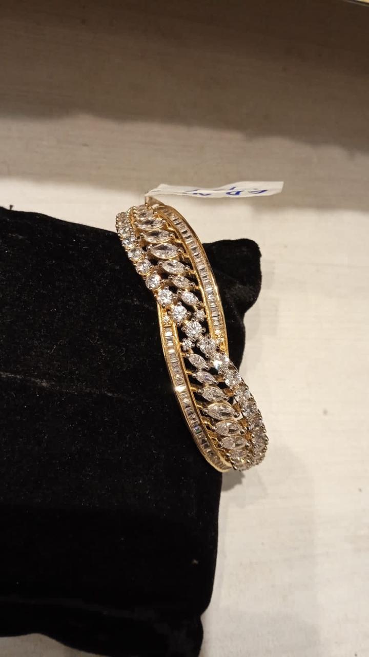 NAYAAB JEWELZ Gold-Plated American Diamond Bangle Set