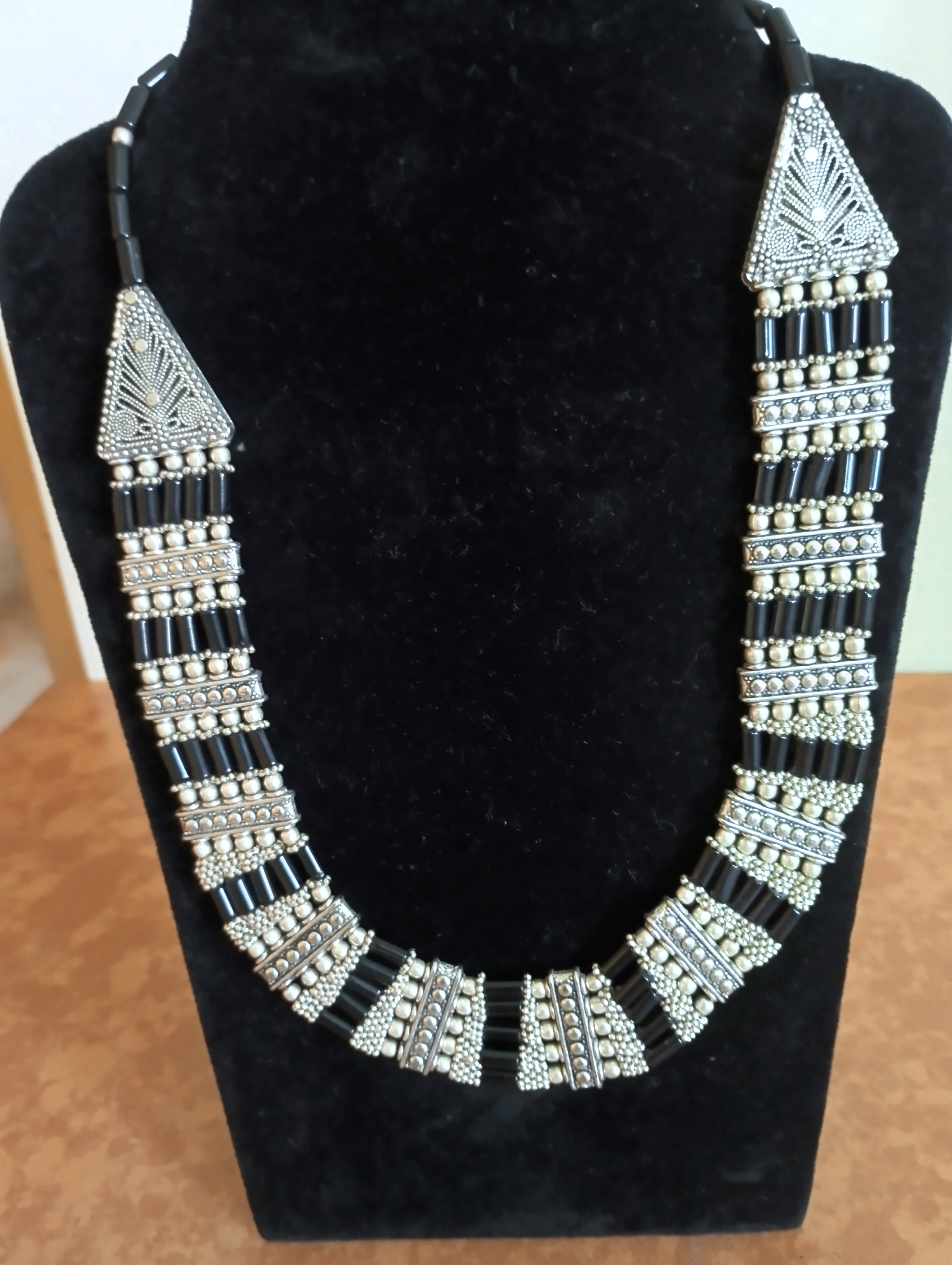 NAYAAB JEWELZ Handcrafted Black & Silver-Plated Tribal Statement…