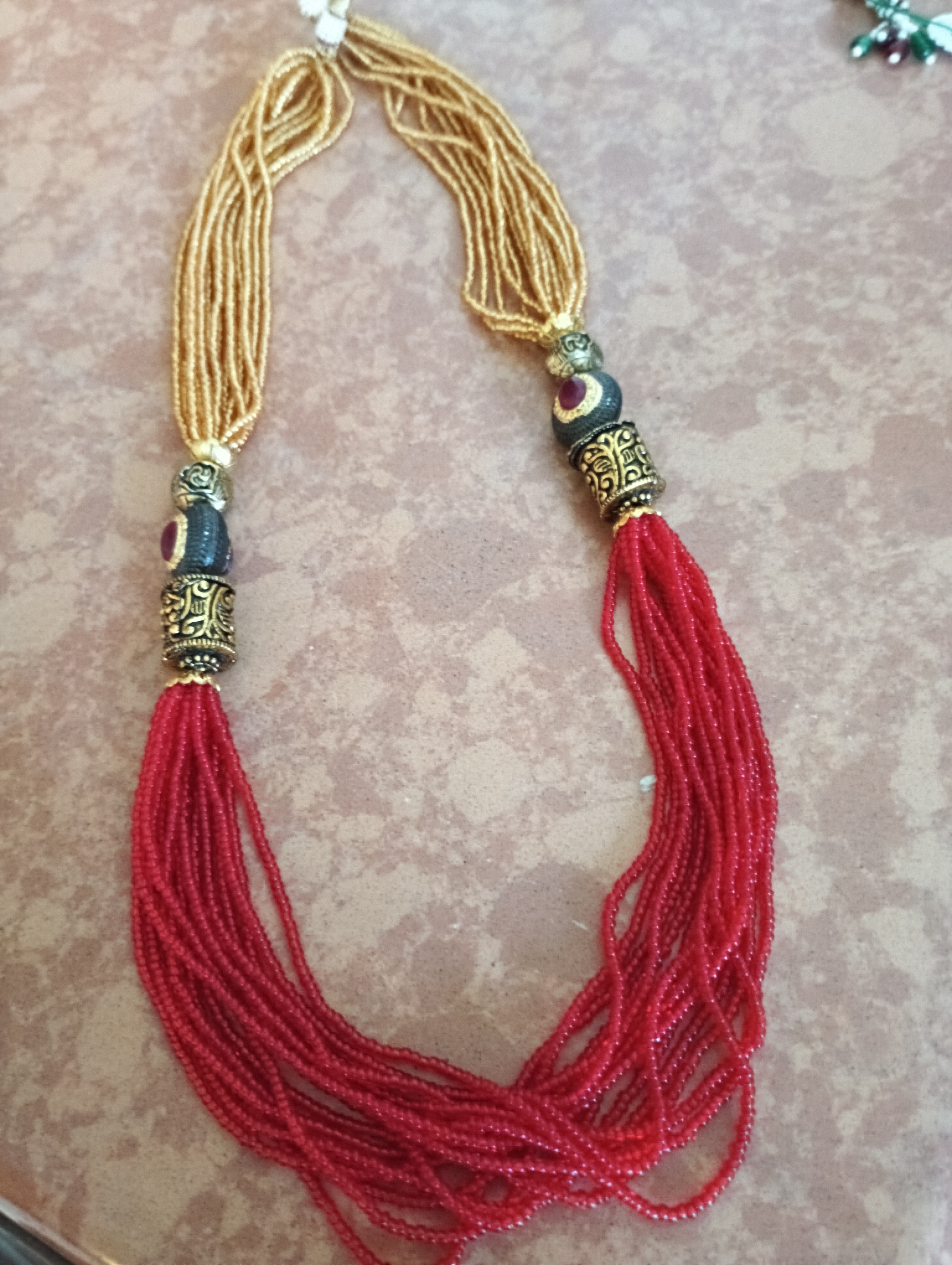 Red Multi Strand Beaded Necklace for Women