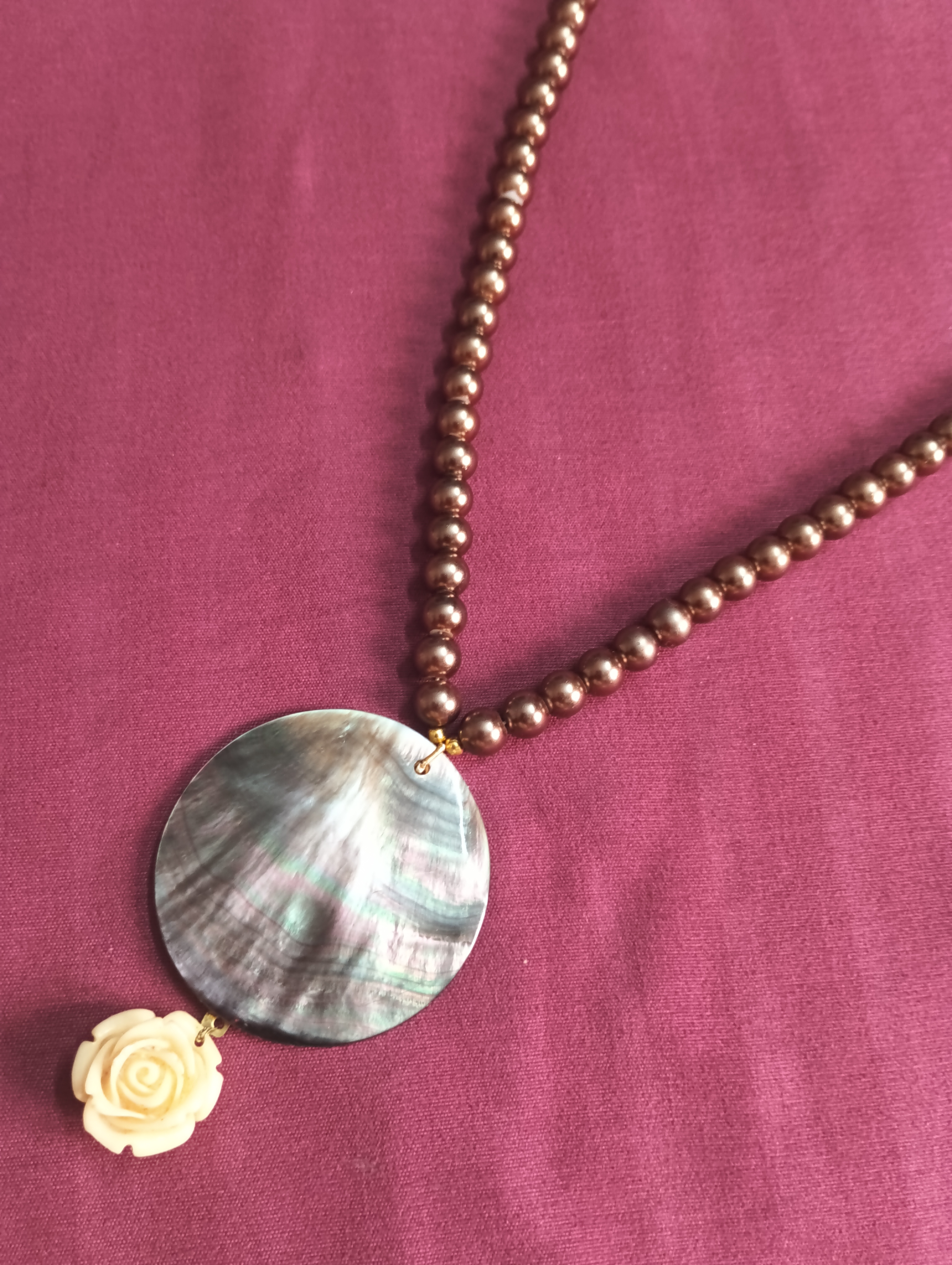 NAYAAB JEWELZ Handcrafted Brown Pearl Beaded Necklace with Antique…