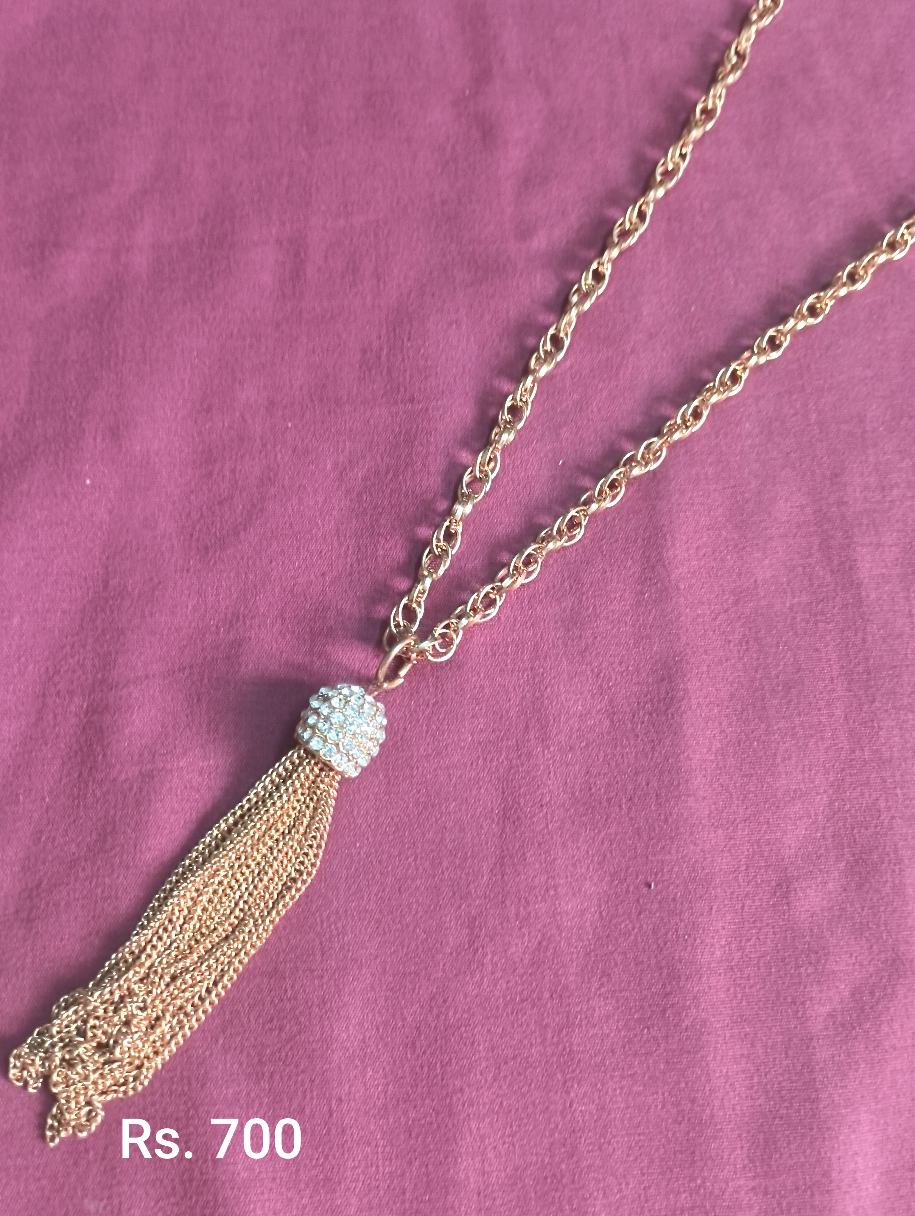 NAYAAB JEWELZ Gold-Plated Chain with Tasselled Focal Pendant