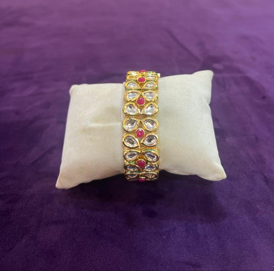 NAYAAB JEWELZ Handcrafted Gold-Plated Kundan Bangle Set