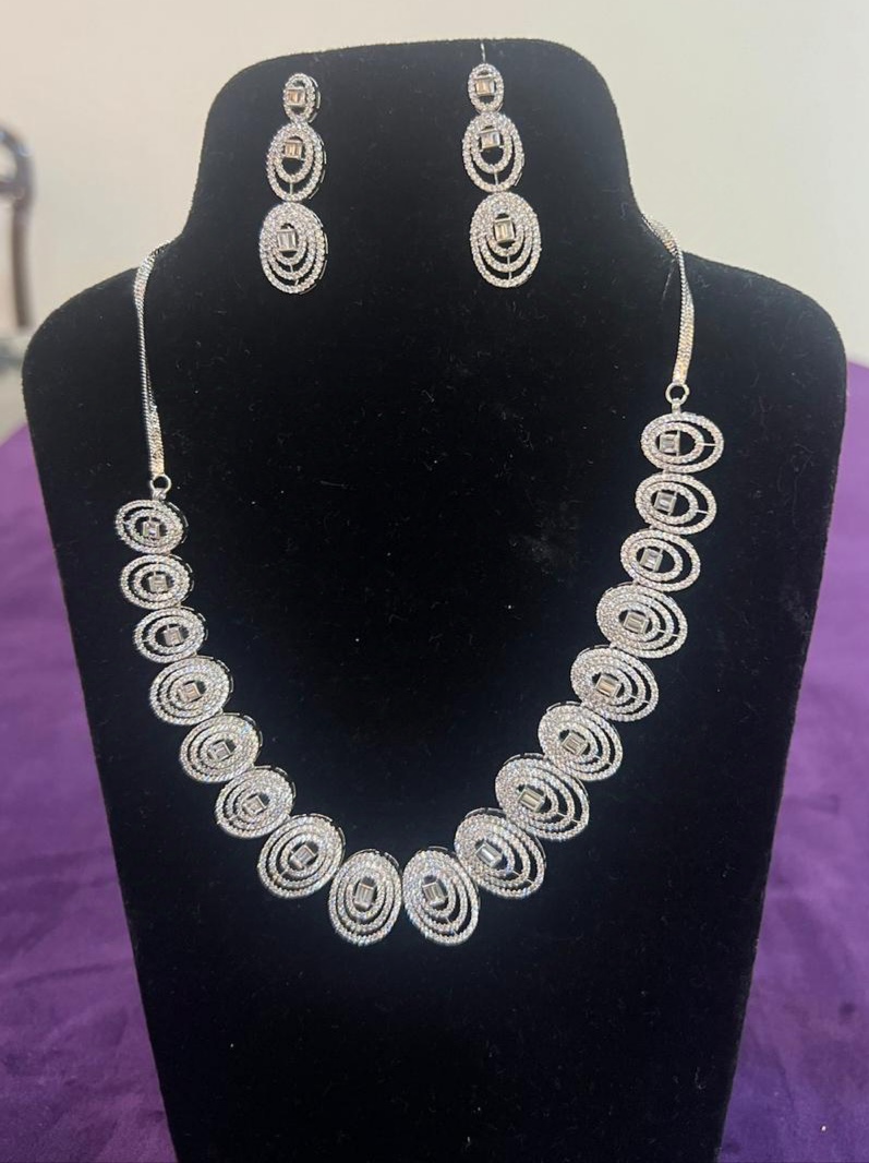 Platinum Finished Necklace Set