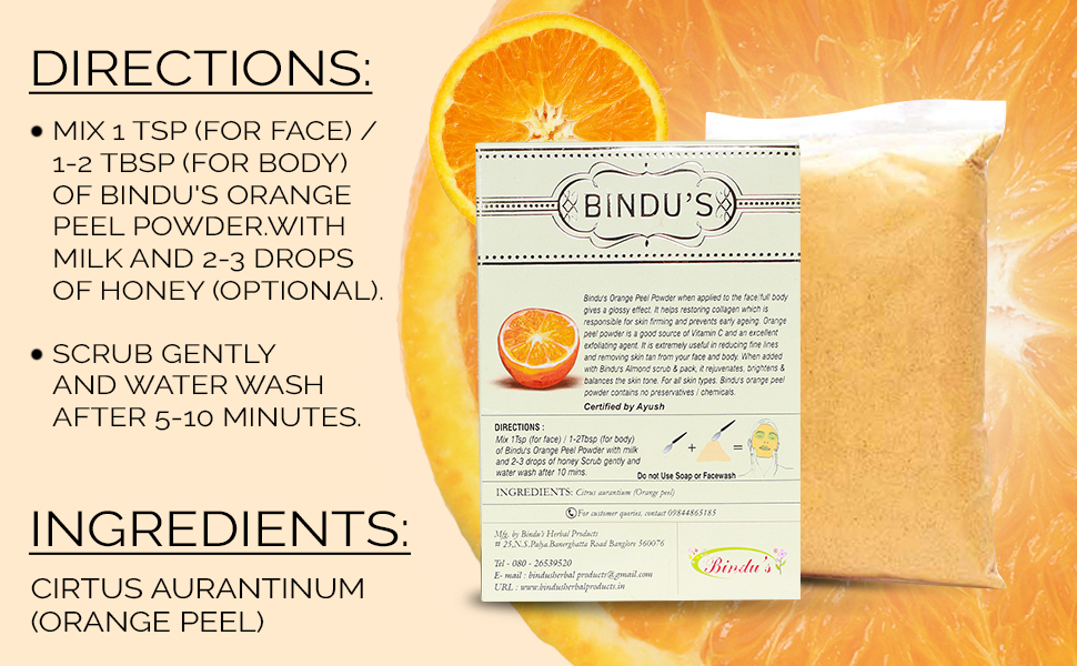 Bindu's Pure & Natural Orange Peel Powder