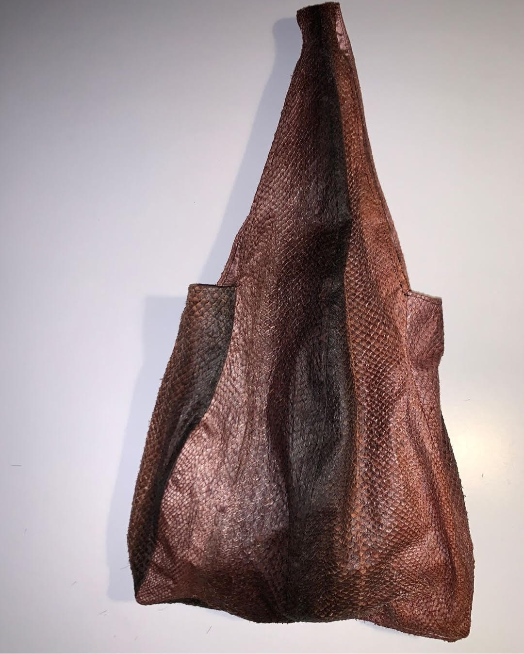 Arctic Elegance Genuine Leather & Salmon Skin Large Tote Bag