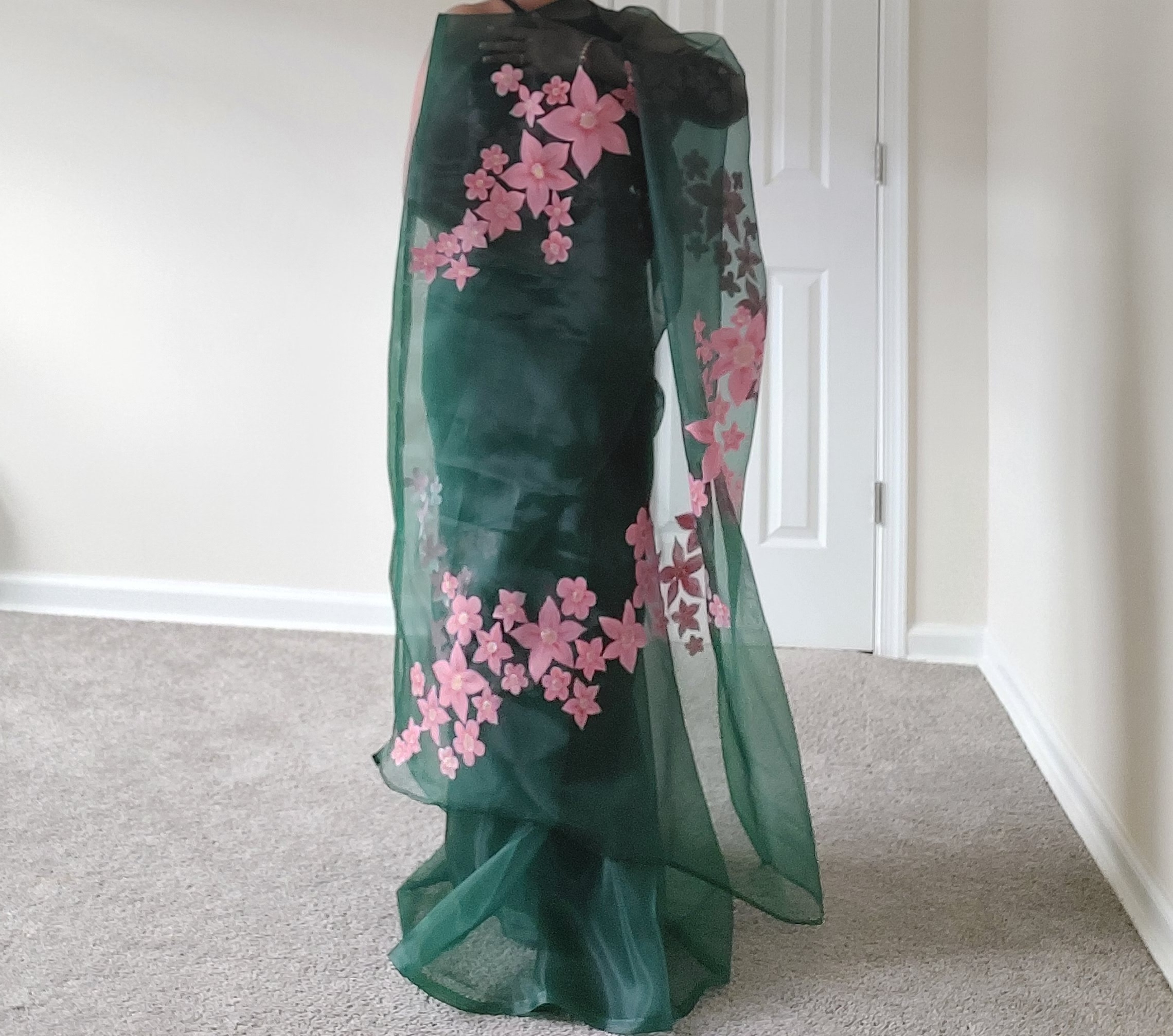 Mulberry Colours Handpainted Art Silk Saree with Blouse Piece