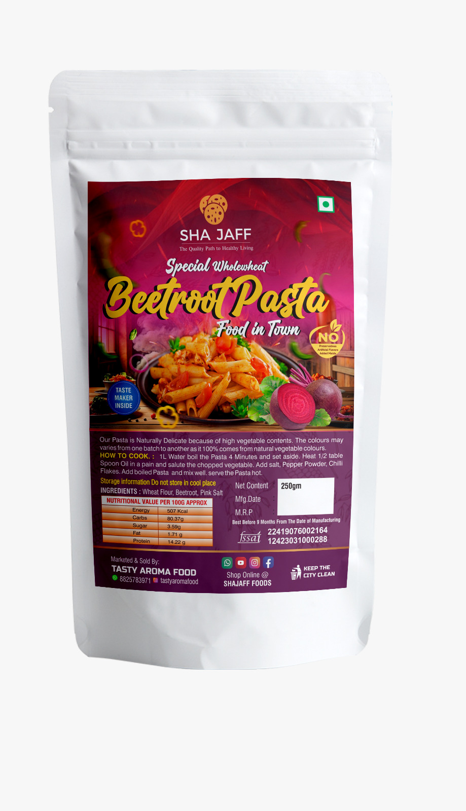 Healthy Organic Beetroot Pasta