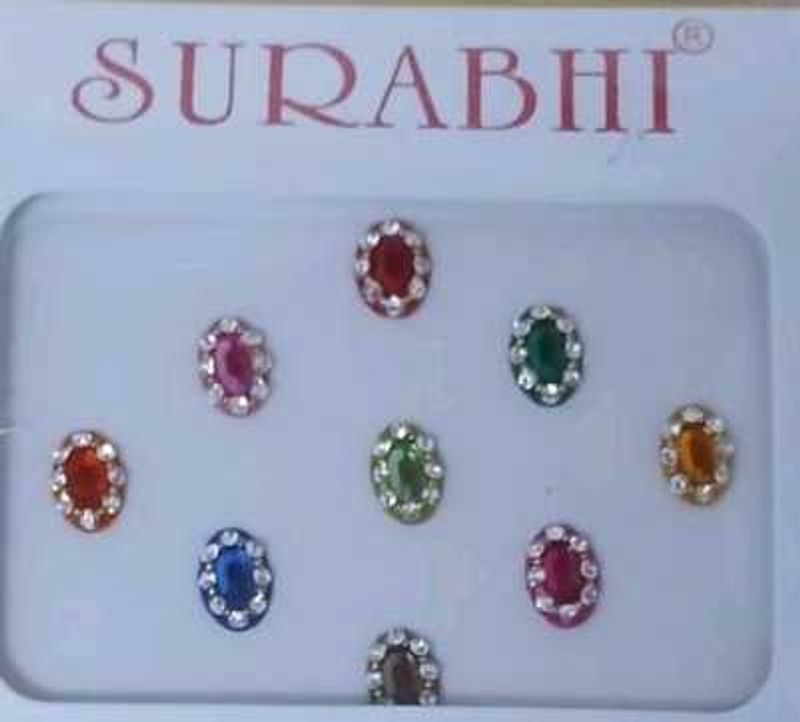 Elite Bindi Palace Multicolour Oval Kundan Bindi with Stones & Beads