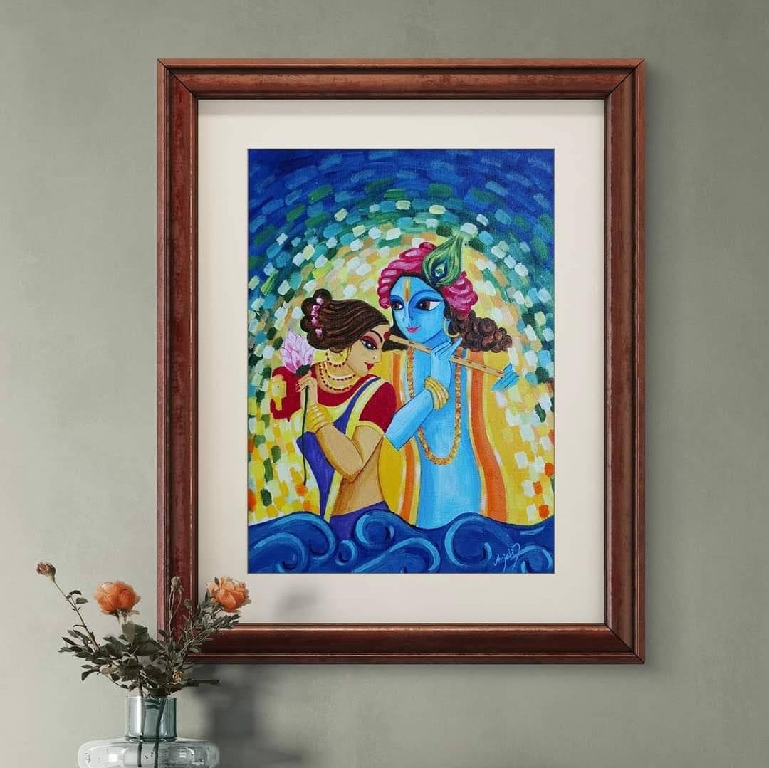 Online Radha Krishna Hand Painting