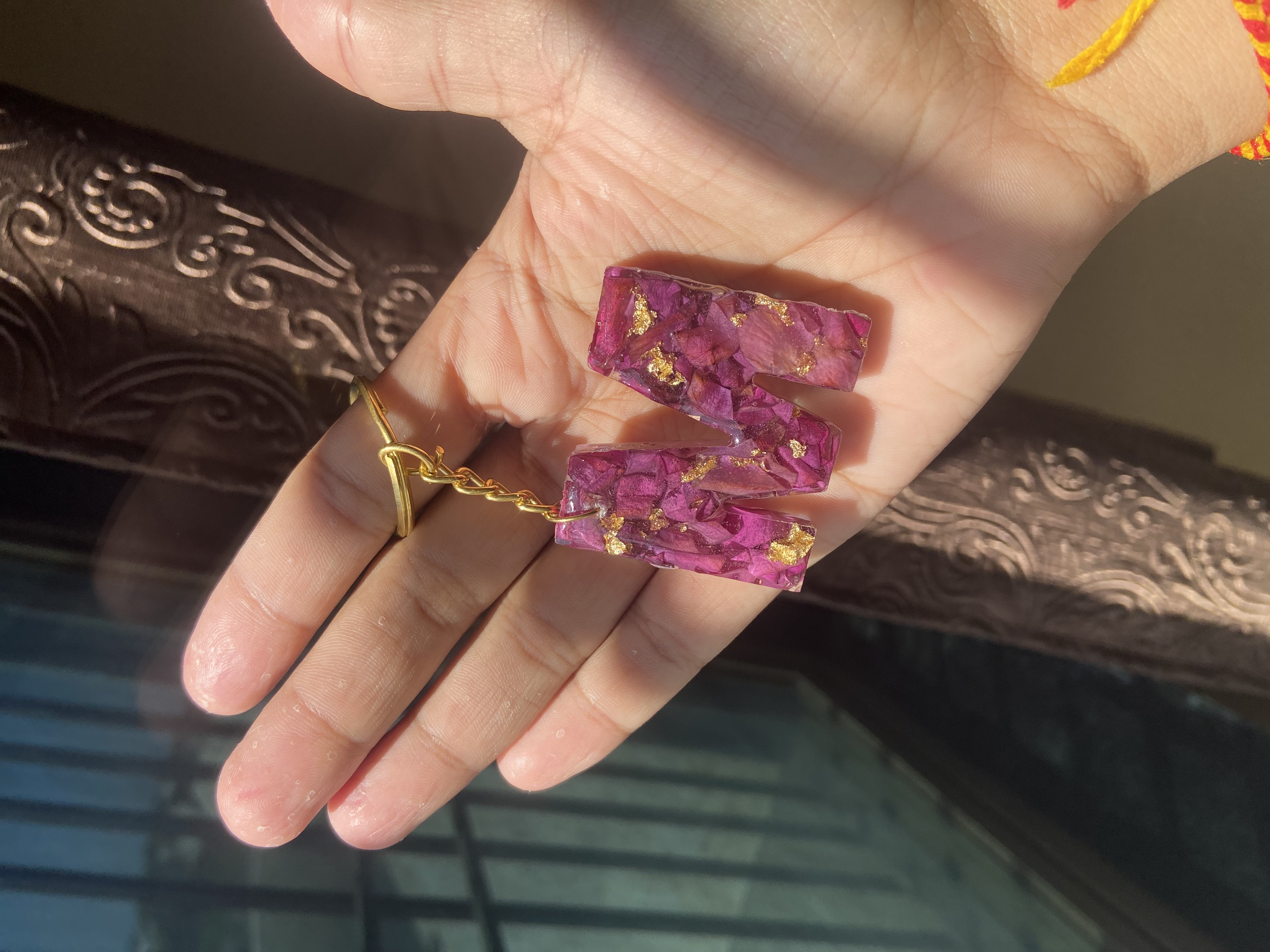 Resinova Pink Alphabet "M" Resin Keychain