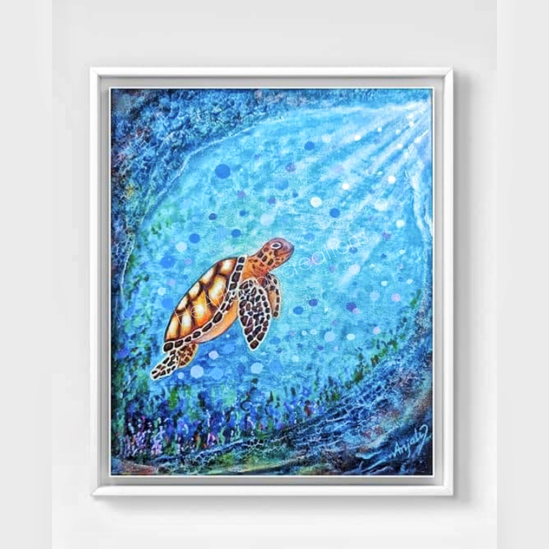 Handcrafted Sea Turtle Ocean Painting