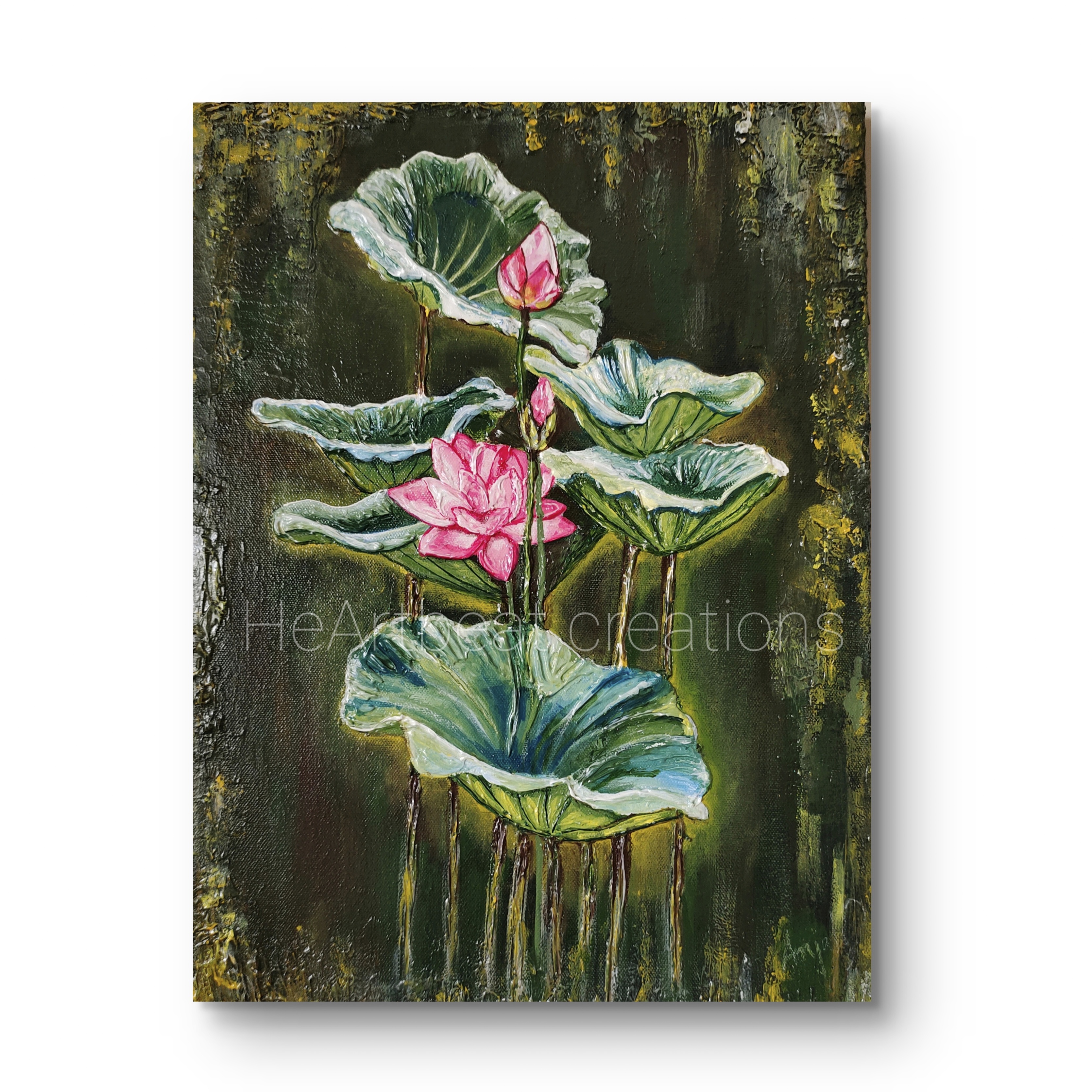 Gleam Within Lotus Hand Painted Art