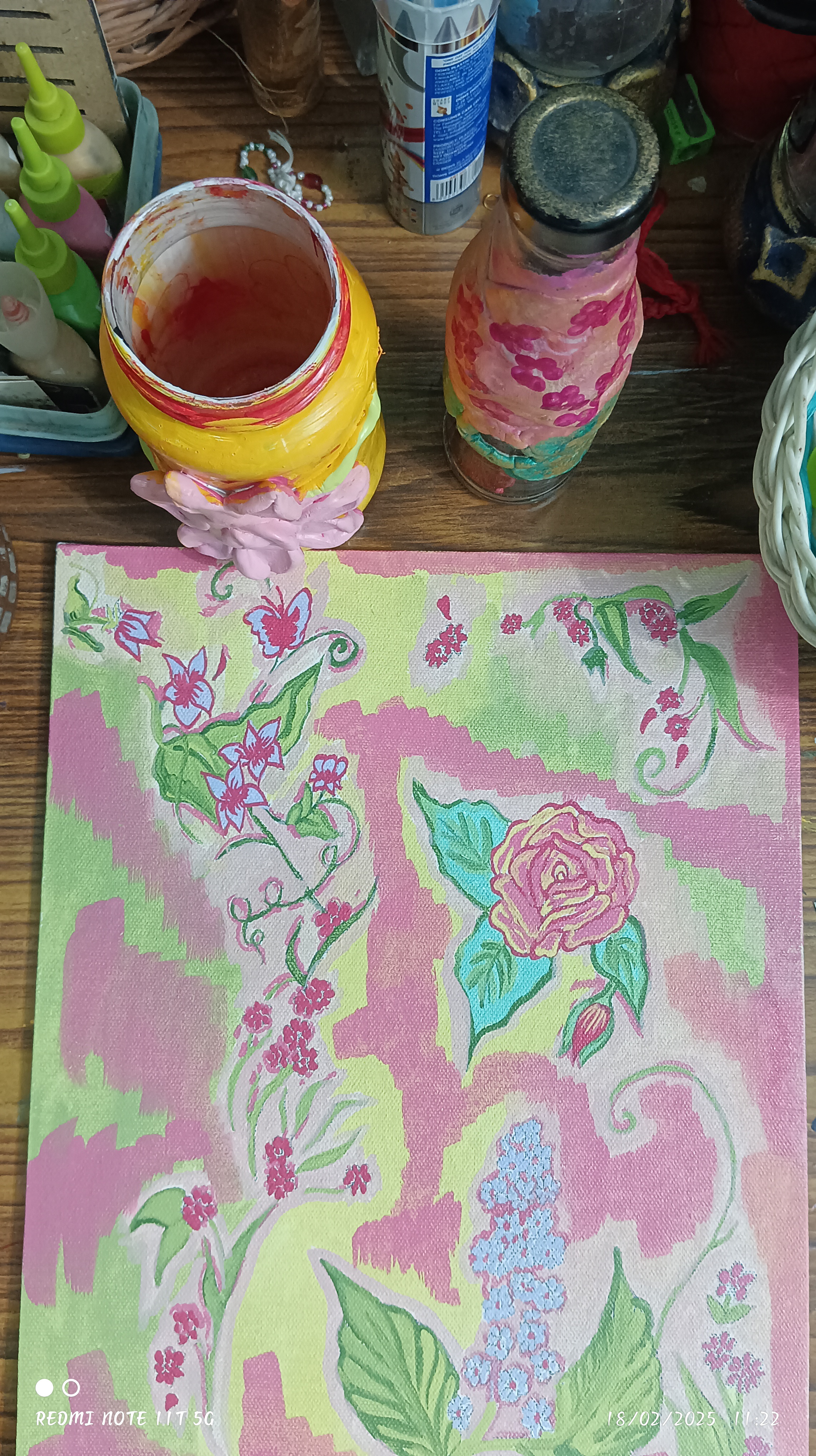 Colours Of The Wind IN by Prerna Saxena Hand-Painted Floral Canvas Wall…