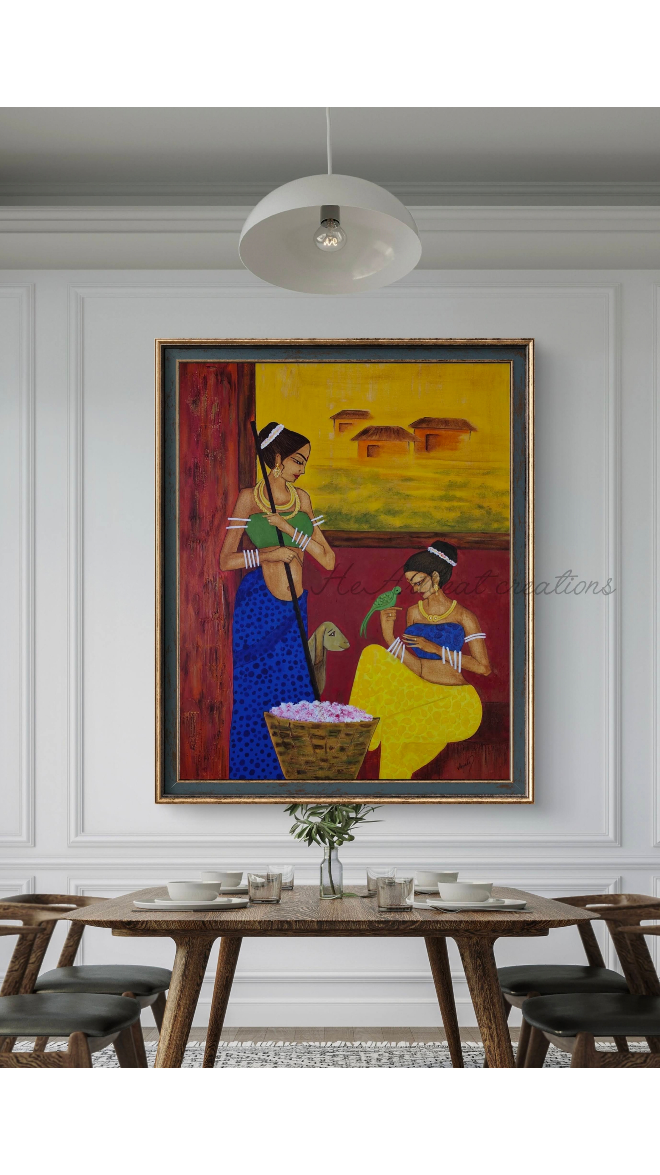 Original Traditional Acrylic Divine Shakti Canvas Painting
