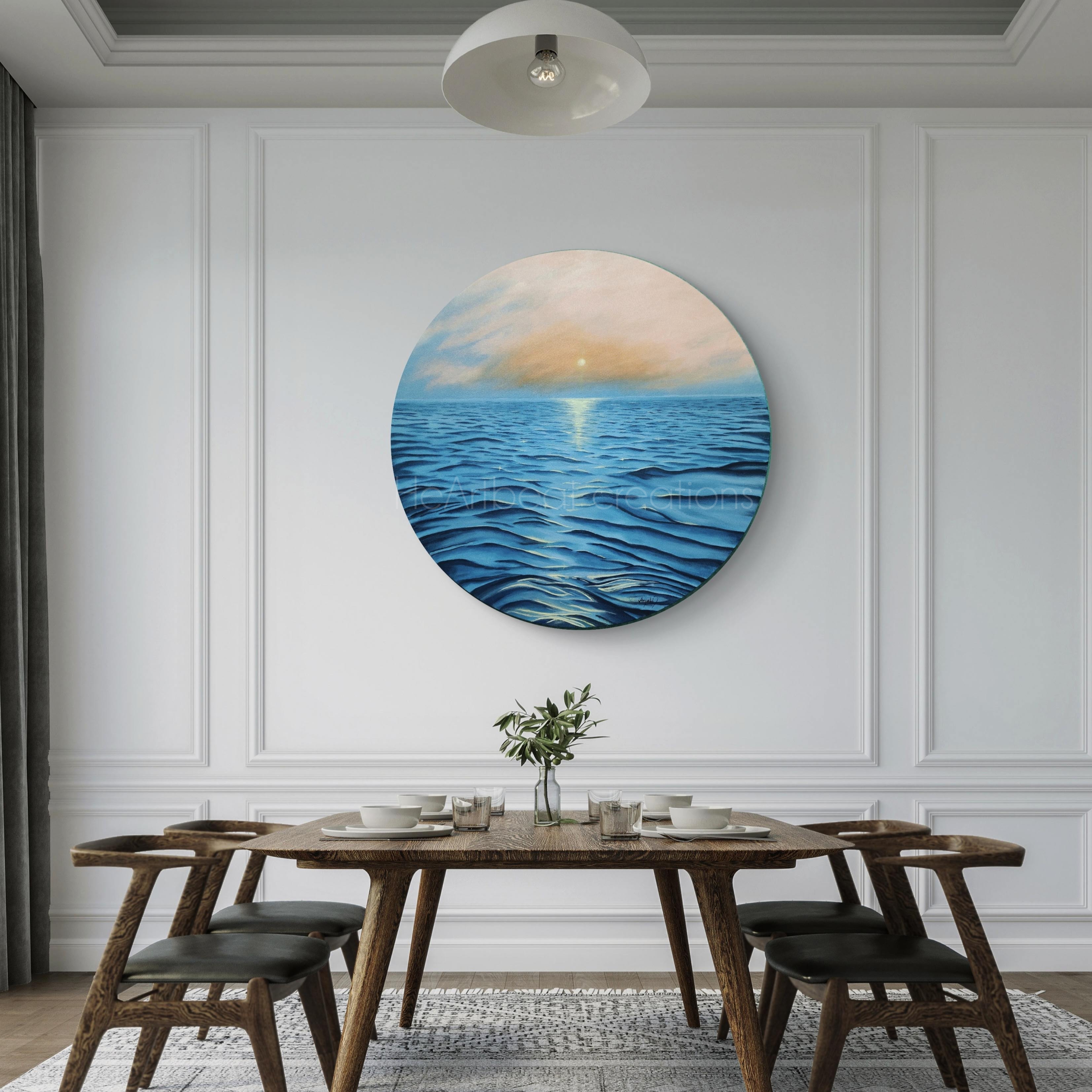 Round Ocean Sunset Wall Art