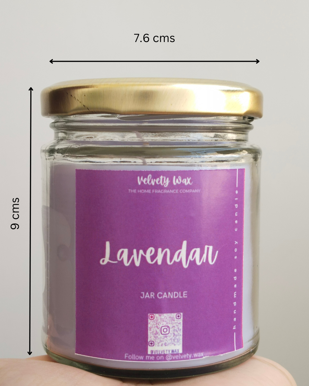 Velvety Wax "Lavender" Hand-Poured Scented Glass Jar Candle