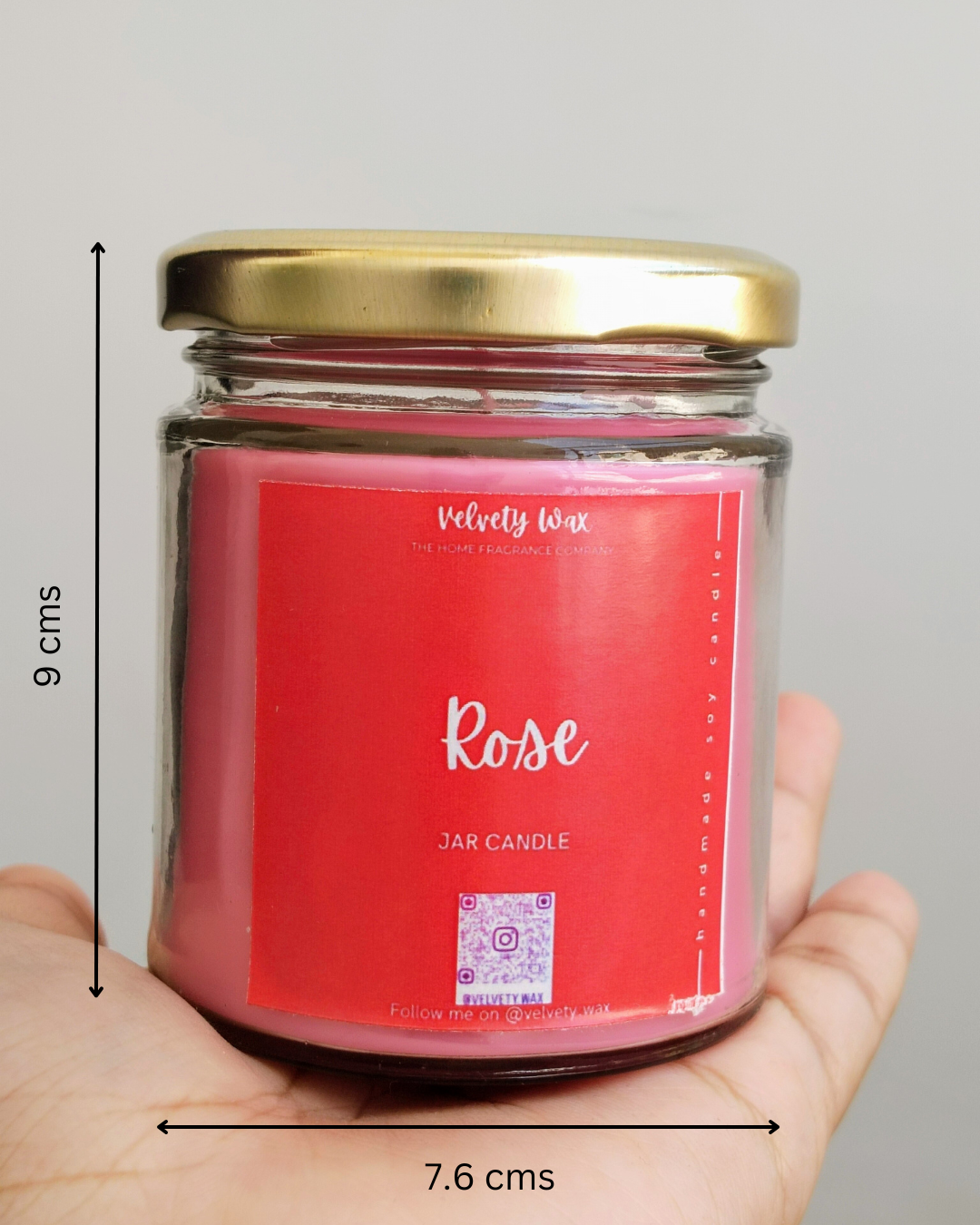 Velvety Wax "Rose Elegance" Hand-Poured Scented Glass Jar Candle