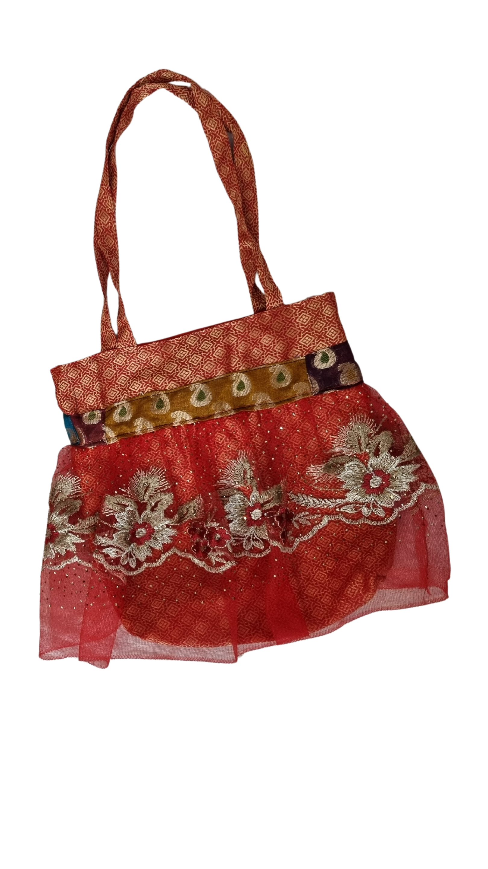 Women Inspired Art Apparel "Red Glaze" Designer Satin Handbag
