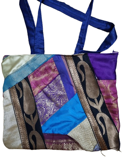 Women Inspired Art Apparel Handmade Silk Patchwork Tote Bag "Patchwork…