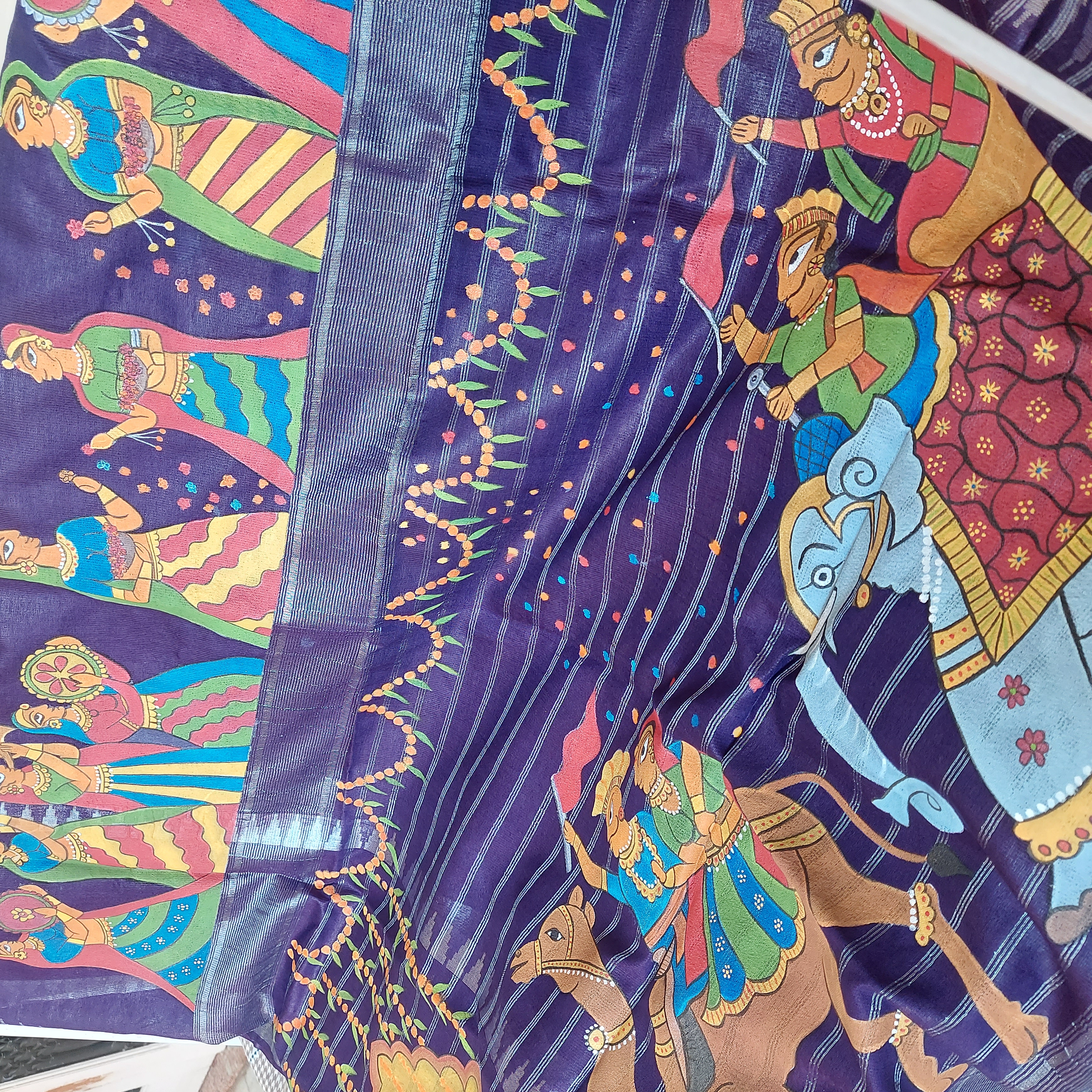 Handpainted Mangalagiri silk saree
