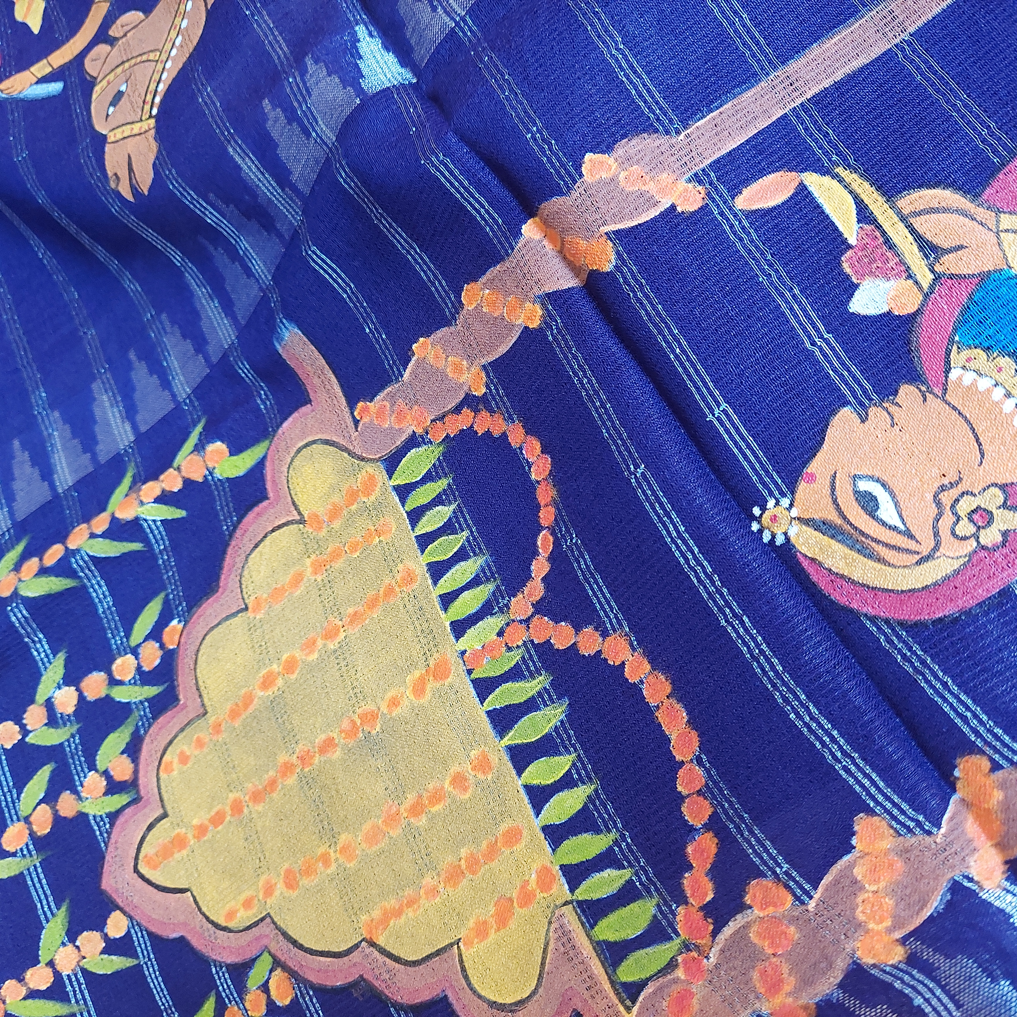 Handpainted Mangalagiri silk saree