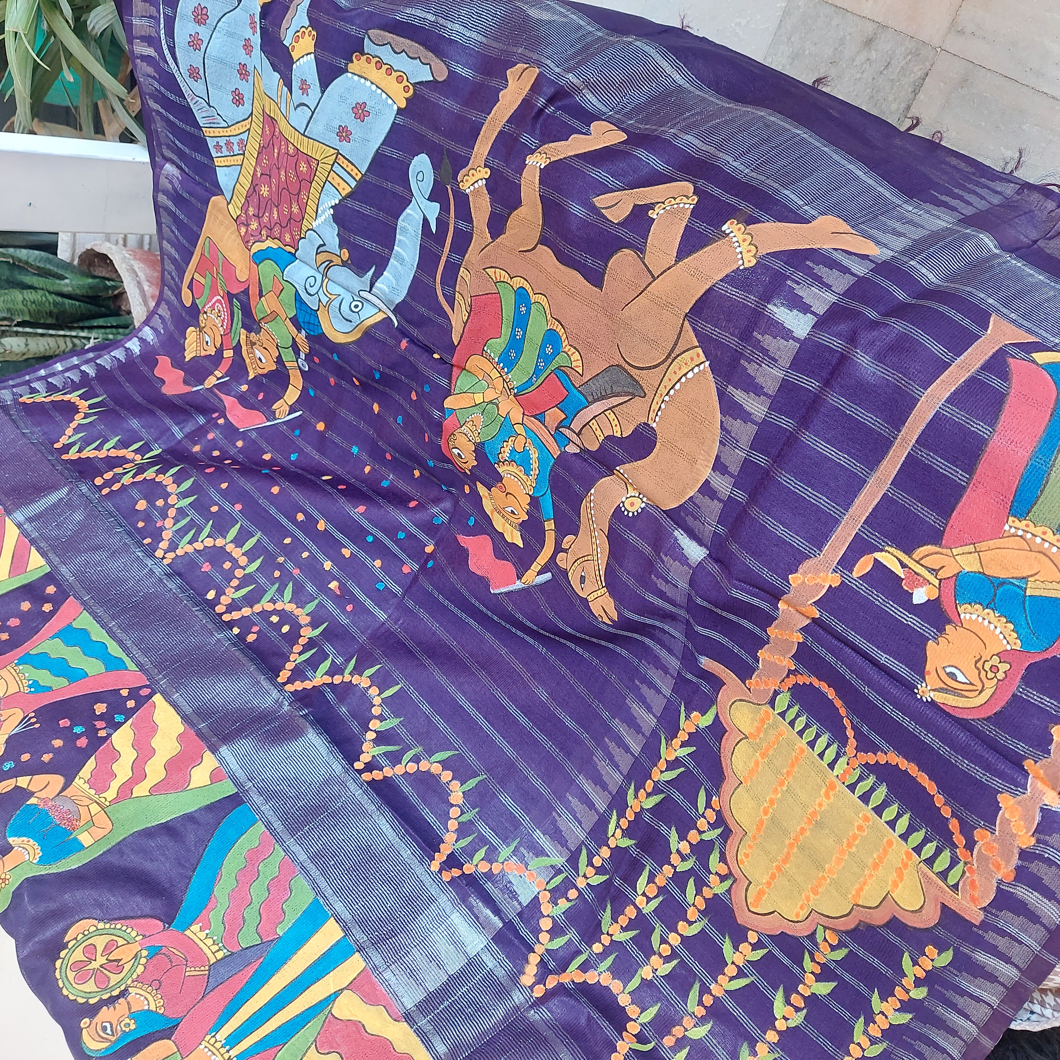 Handpainted Mangalagiri silk saree