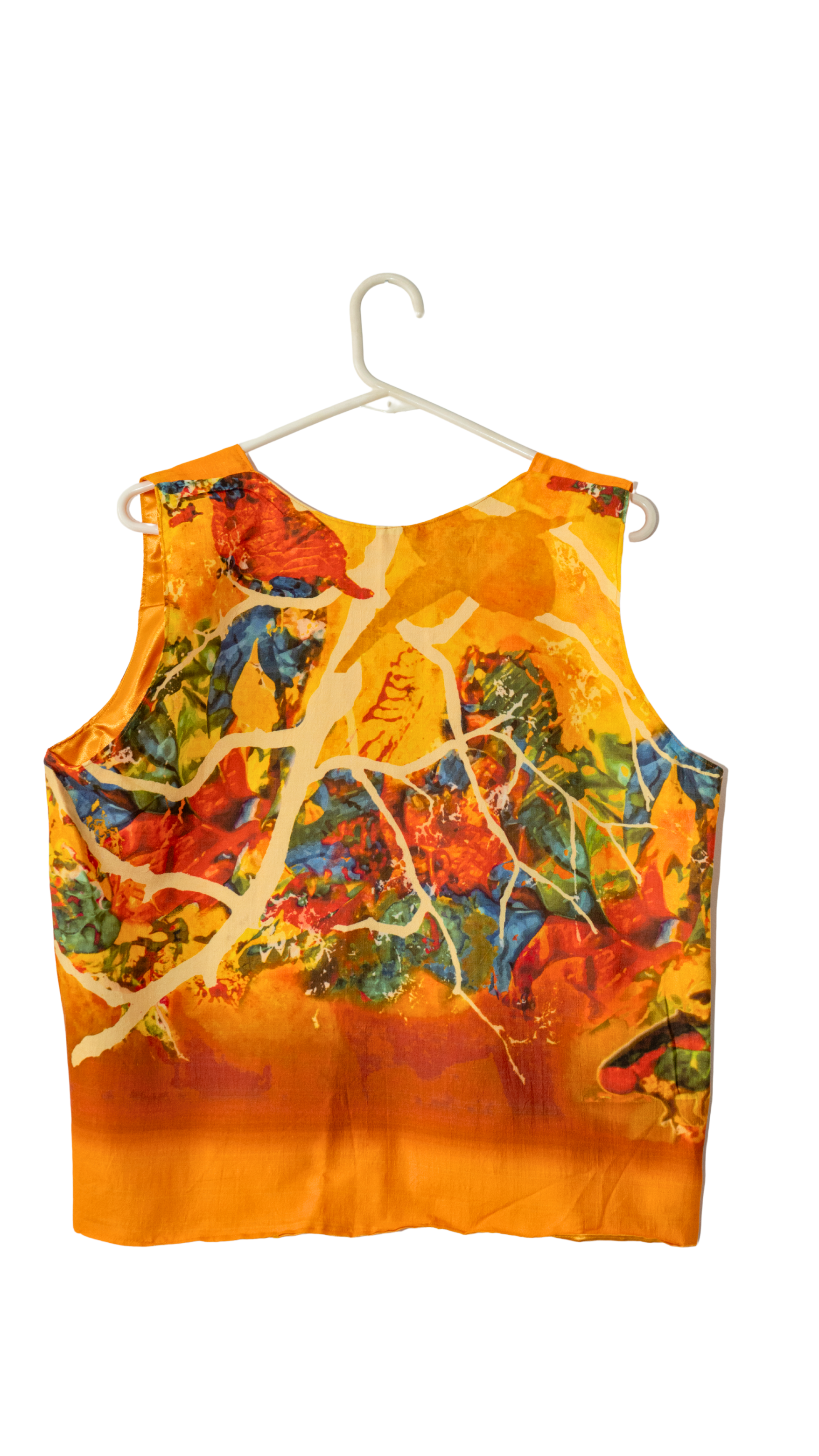 Women Inspired Art Apparel "Bird on Globe" Upcycled Art Vest / Overshirt