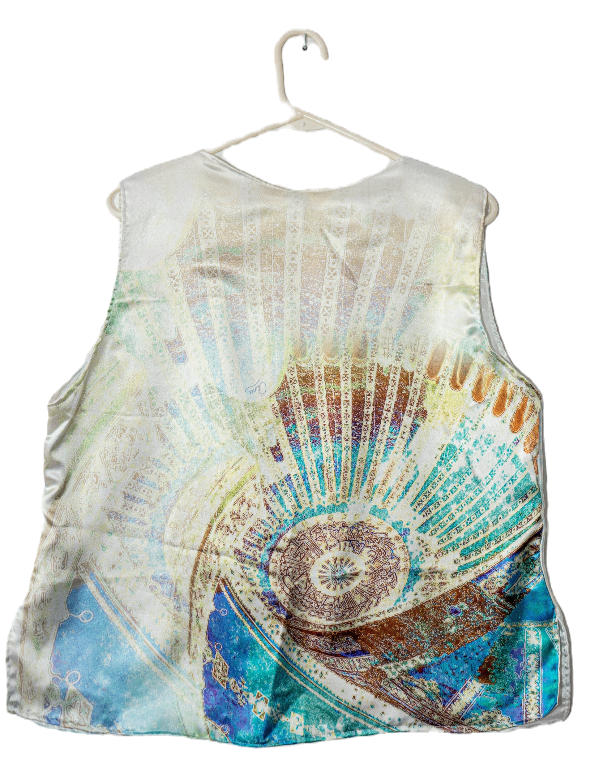 Women’s Abstract Print Sleeveless Satin Summer Top