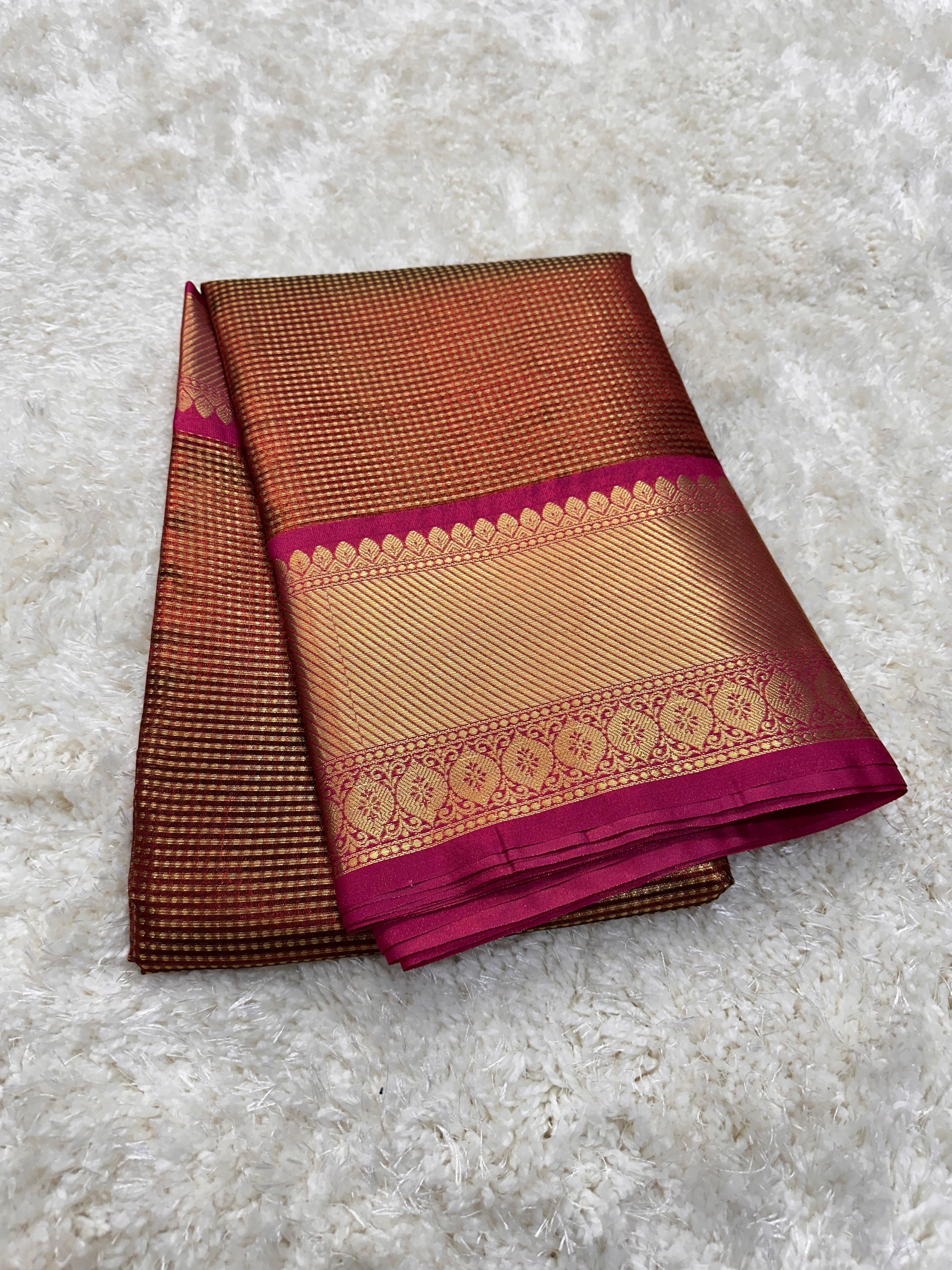 Savaria Handcrafted Printed Banarasi Silk Saree with Blouse Piece
