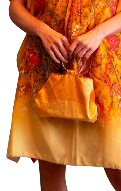 Women Inspired Art Apparel Vibrant Orange Bangle Handle Purse / Clutch