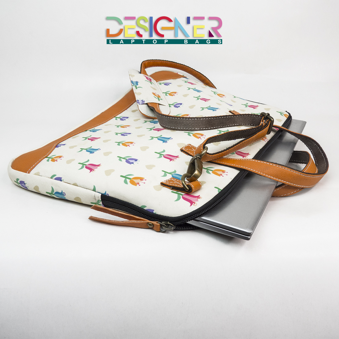 Laptop Bag -White Tulips