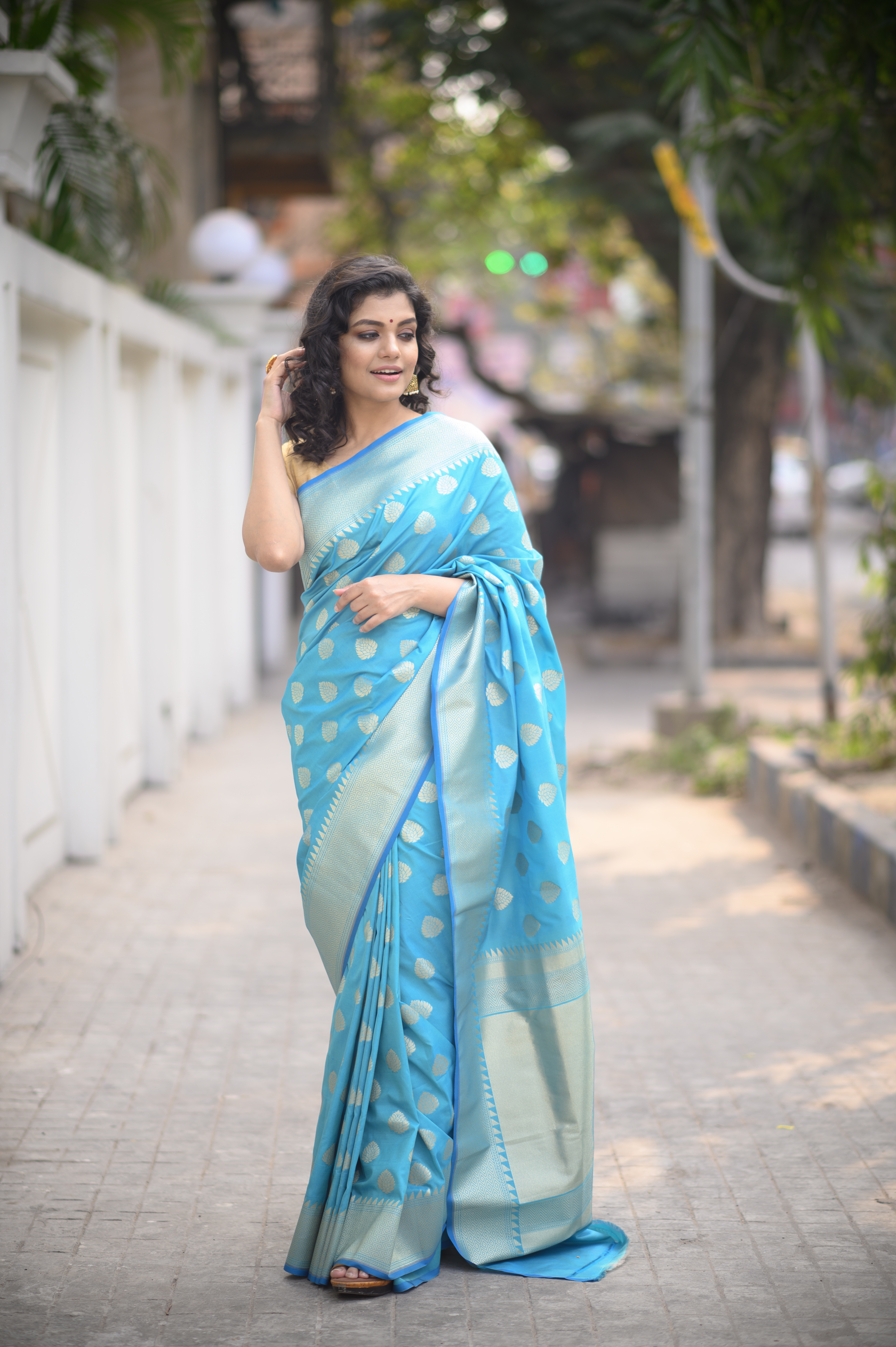 Light Blue Banarasi Booti Saree