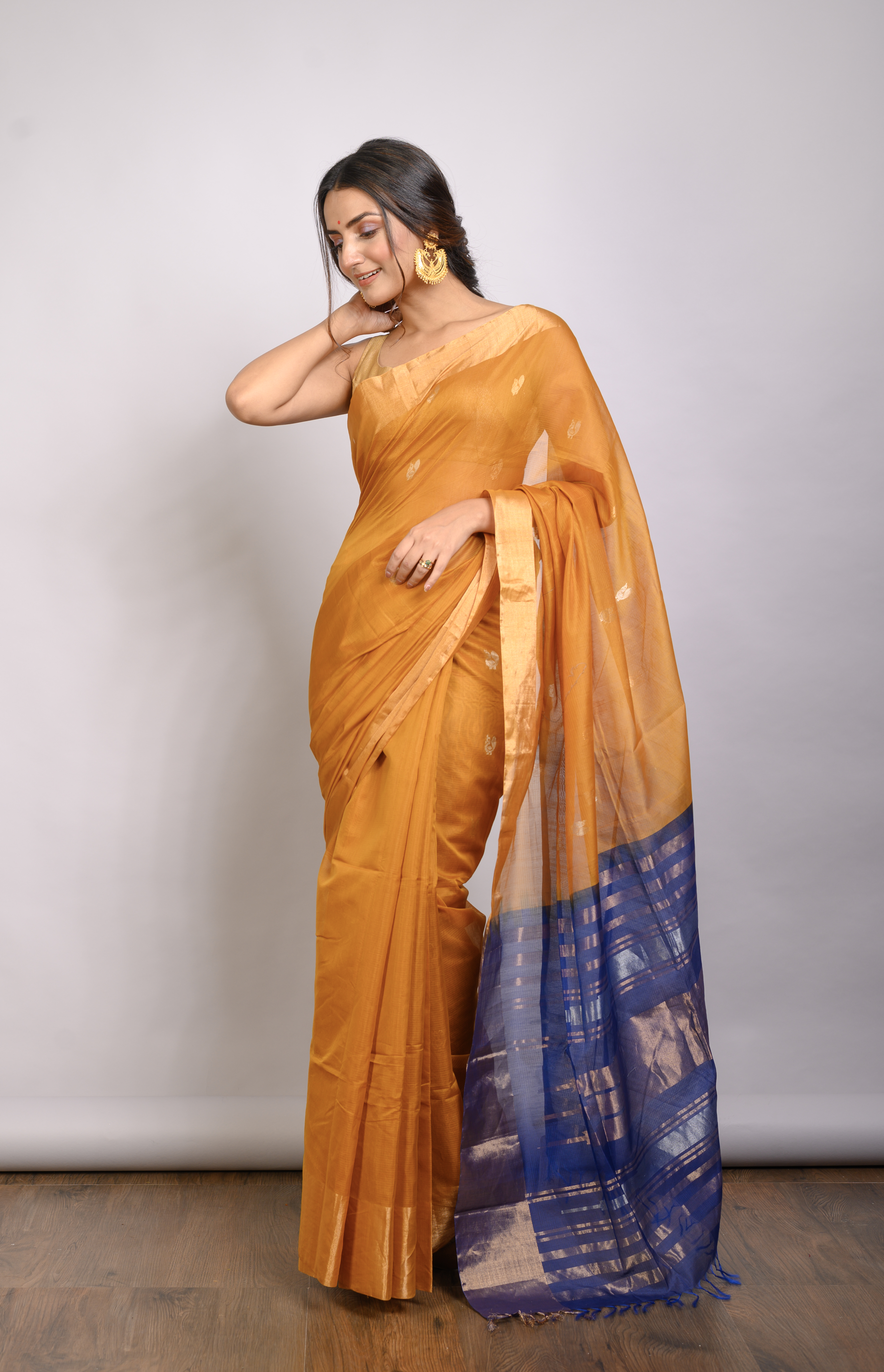 Bright Yellow Silk Cotton Saree
