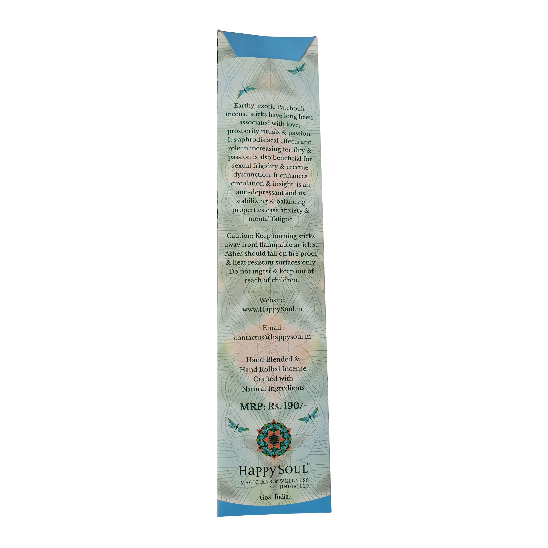 HAPPY SOUL Love, Passion & Sensuality Series - Incense Sticks. Nag Champa, Patchouli, Fragrant Rose 3 pack set (20x3= 60 sticks) 100% Natural