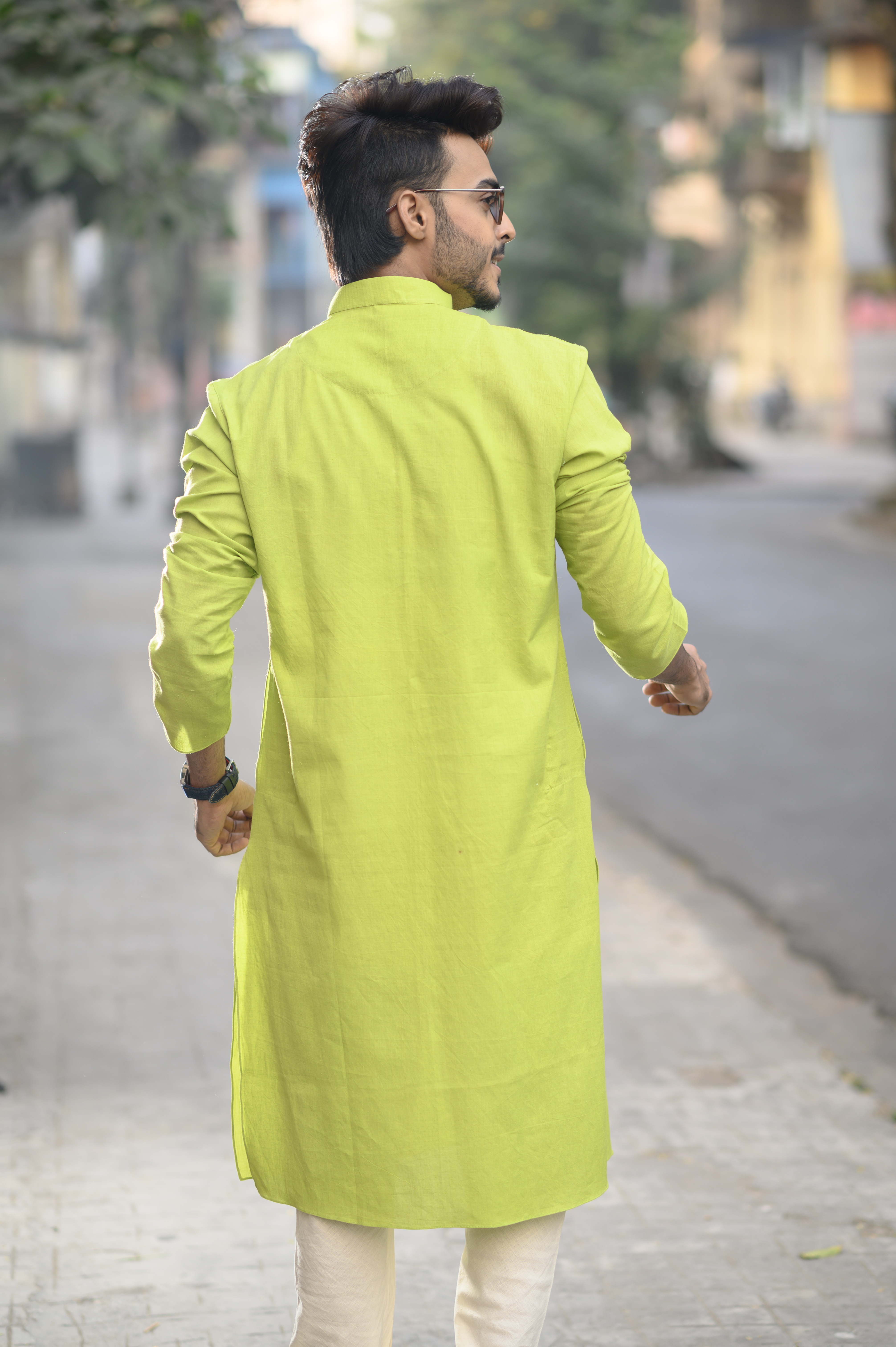 Parrot Green Cotton Long Kurta