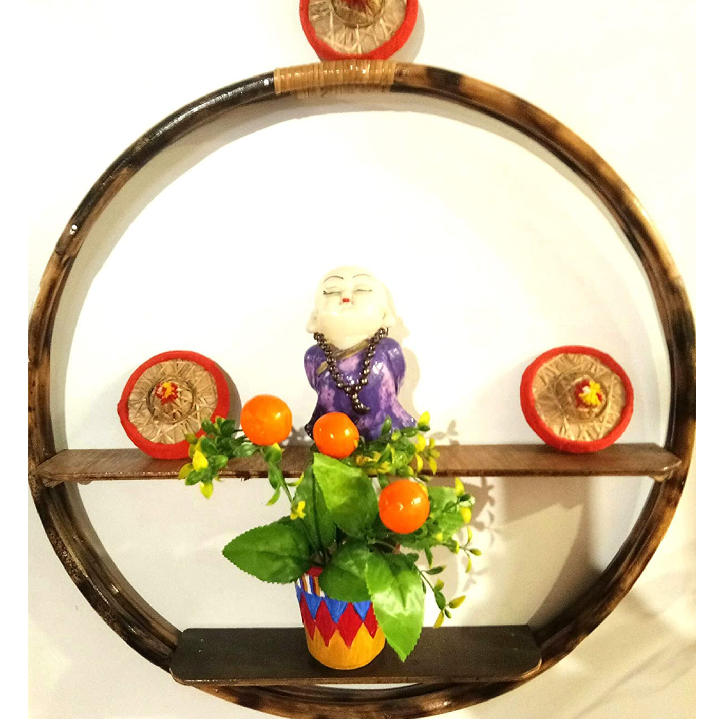 Cane Wall Unit Round Two Racks Wall Display Shelves